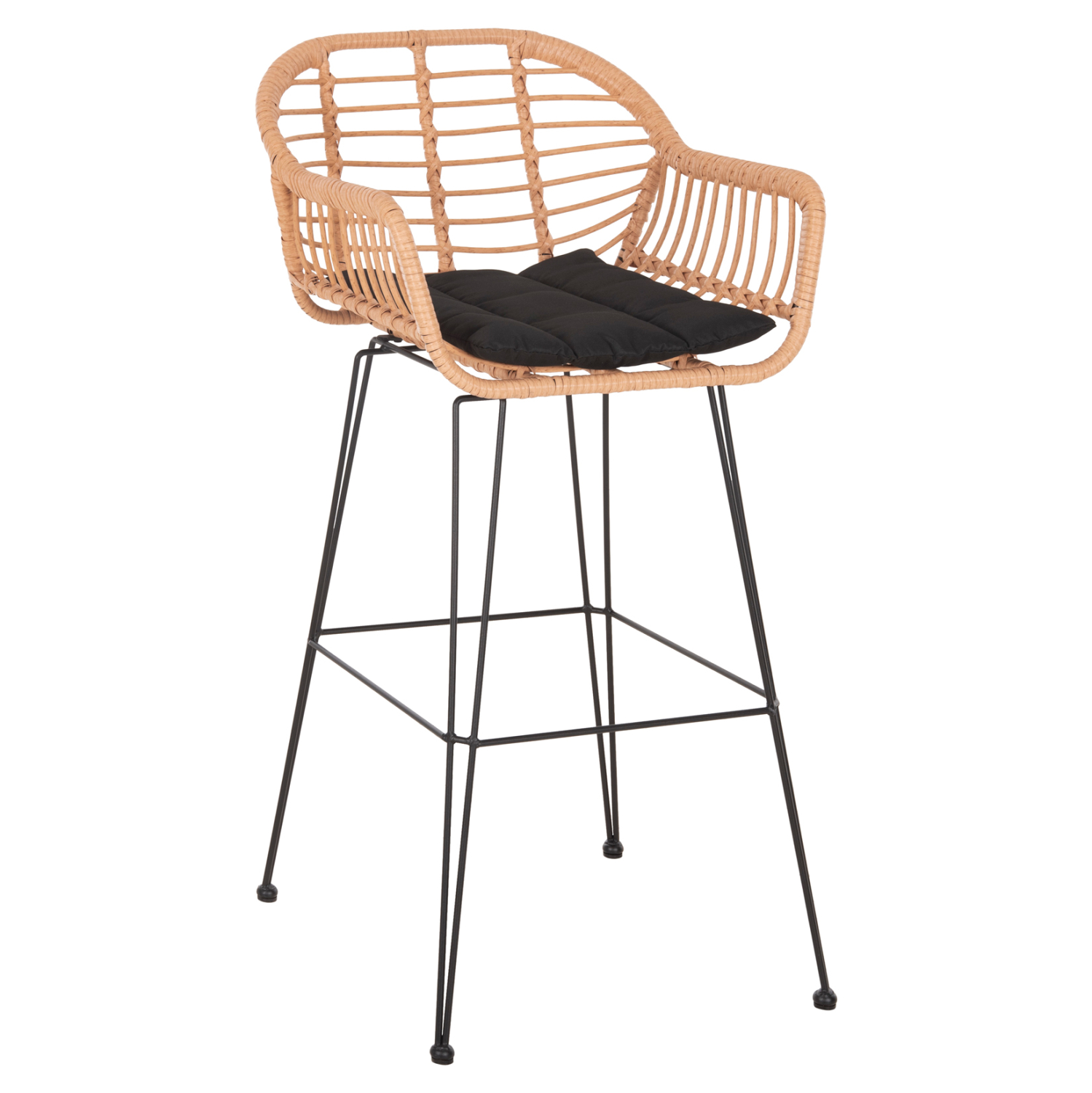 ΣΚΑΜΠΟ ΜΠΑΡ ΨΗΛΟ ALLEGRA HM5640.11 ΜΠΕΖ P.E. RATTAN-ΜΑΥΡΟ ΜΕΤΑΛΛΟ 54x55x108Υεκ. 1