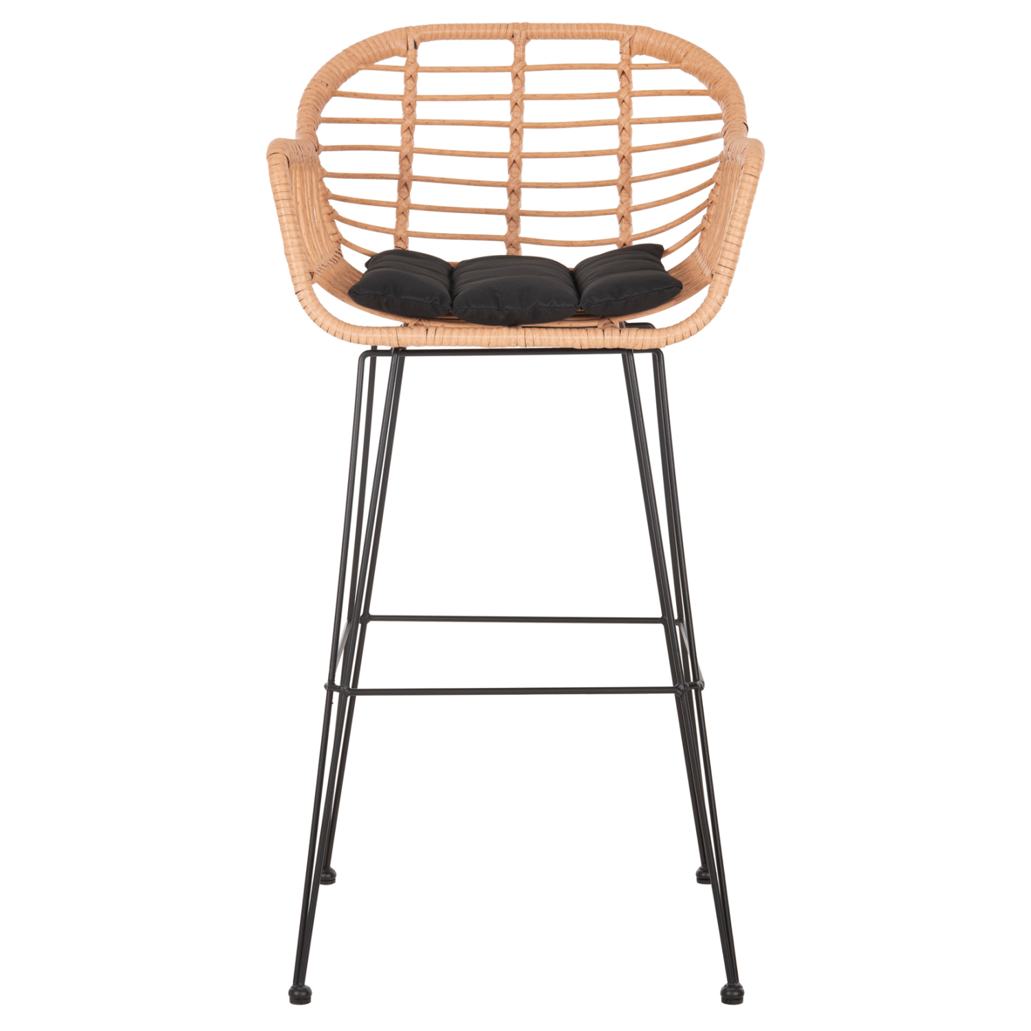 ΣΚΑΜΠΟ ΜΠΑΡ ΨΗΛΟ ALLEGRA HM5640.11 ΜΠΕΖ P.E. RATTAN-ΜΑΥΡΟ ΜΕΤΑΛΛΟ 54x55x108Υεκ. 3