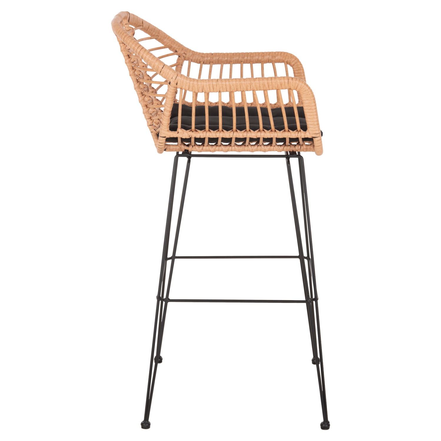 ΣΚΑΜΠΟ ΜΠΑΡ ΨΗΛΟ ALLEGRA HM5640.11 ΜΠΕΖ P.E. RATTAN-ΜΑΥΡΟ ΜΕΤΑΛΛΟ 54x55x108Υεκ. 4