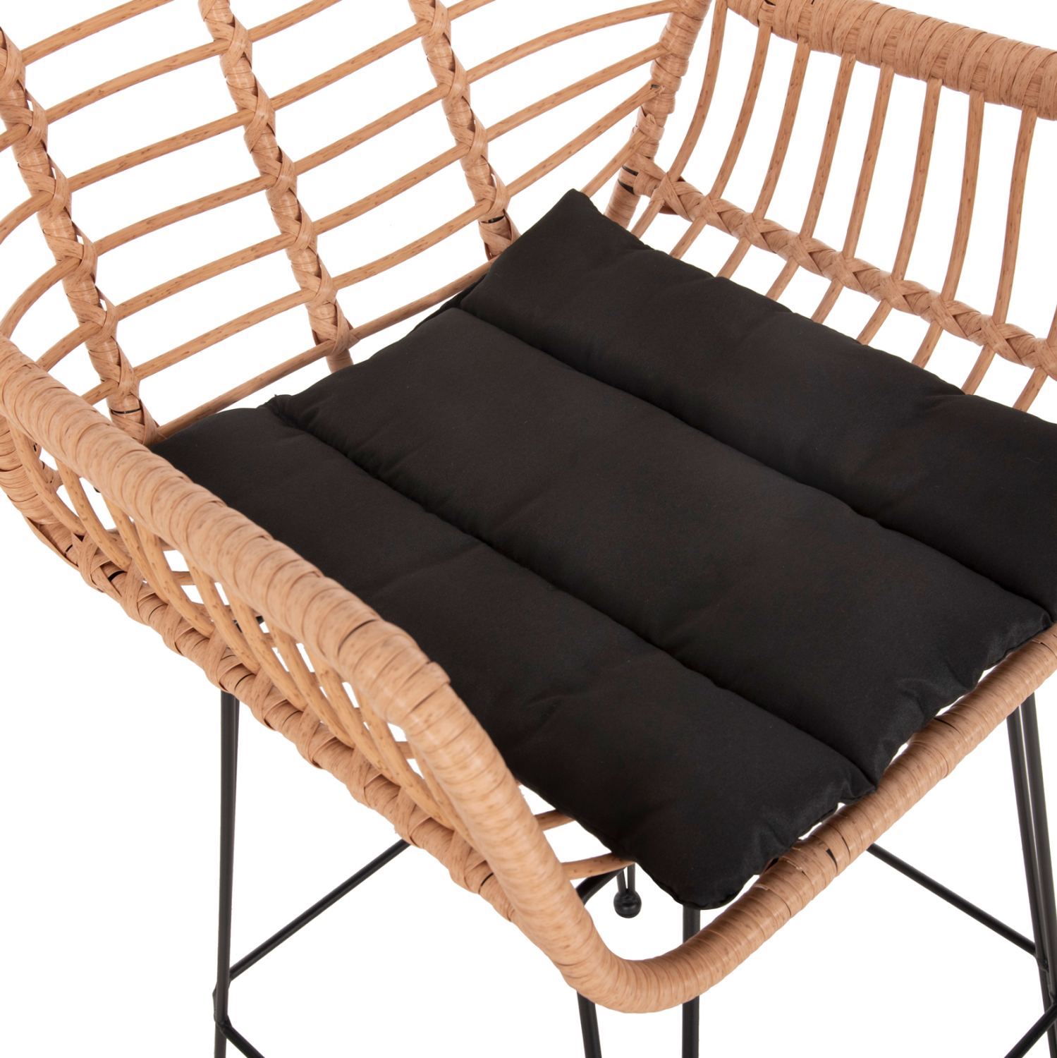 ΣΚΑΜΠΟ ΜΠΑΡ ΨΗΛΟ ALLEGRA HM5640.11 ΜΠΕΖ P.E. RATTAN-ΜΑΥΡΟ ΜΕΤΑΛΛΟ 54x55x108Υεκ. 8