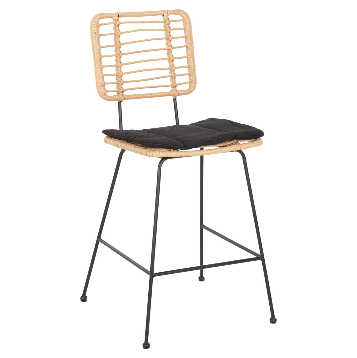 ΣΚΑΜΠΟ ΜΕΣ.ΥΨΟΥΣ ALLEGRA HM5644.11 ΜΕΤΑΛΛΟ&amp;ΜΑΞΙΛΑΡΙ ΜΑΥΡΟ-WICKER ΜΠΕΖ 53x56x107Υεκ. 1