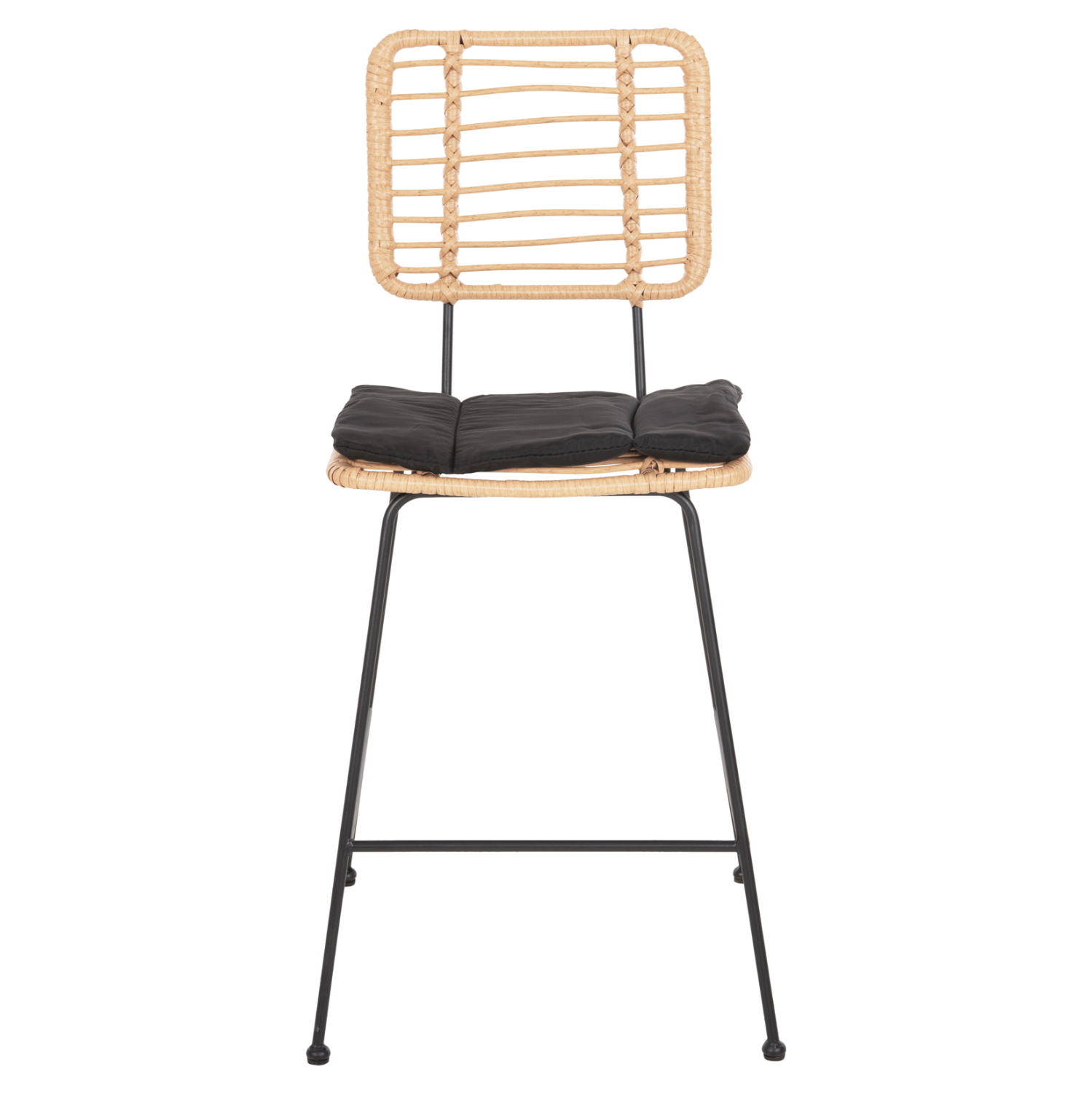 ΣΚΑΜΠΟ ΜΕΣ.ΥΨΟΥΣ ALLEGRA HM5644.11 ΜΕΤΑΛΛΟ&amp;ΜΑΞΙΛΑΡΙ ΜΑΥΡΟ-WICKER ΜΠΕΖ 53x56x107Υεκ. 3