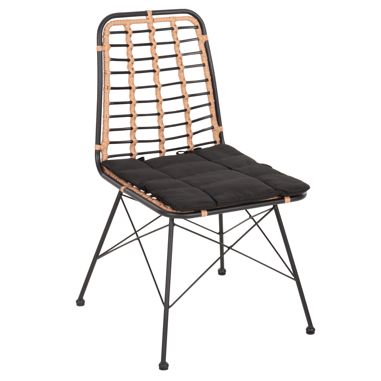 ΚΑΡΕΚΛΑ ΜΕΤΑΛΛΙΚΗ ALLEGRA HM5691.11 WICKER ΜΠΕΖ-ΜΑΥΡΟ 51x54x84Υεκ. 1