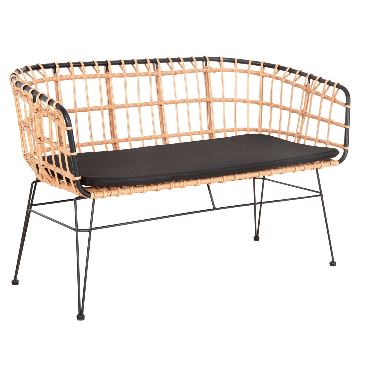 ΠΑΓΚΑΚΙ ΔΙΘΕΣΙΟ ALLEGRA HM5692.11 P.E.RATTAN ΜΠΕΖ-ΜΑΥΡΟΣ ΜΕΤΑΛ.ΣΚΕΛΕΤΟΣ 125x60x77Υεκ 1