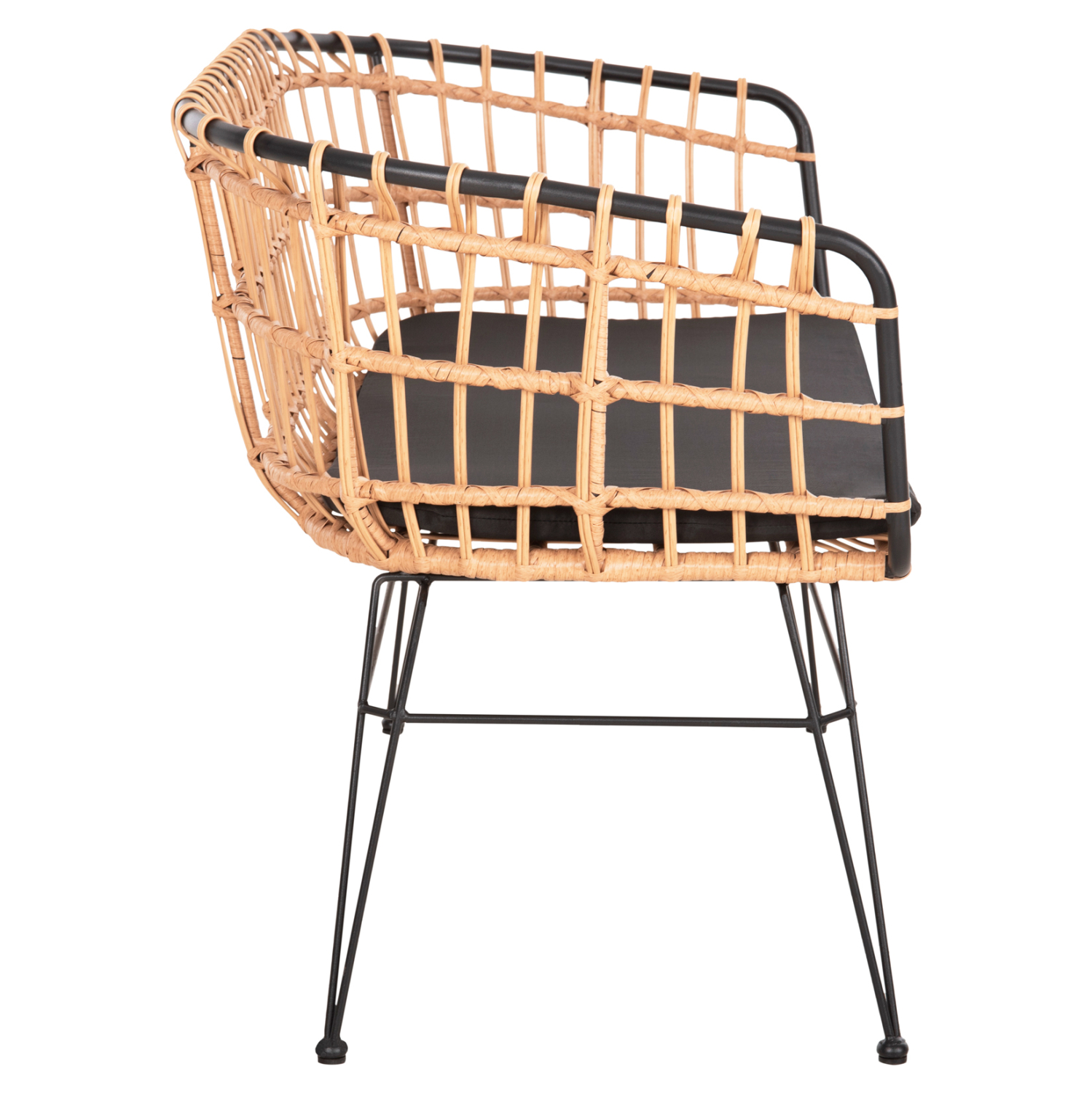 ΠΑΓΚΑΚΙ ΔΙΘΕΣΙΟ ALLEGRA HM5692.11 P.E.RATTAN ΜΠΕΖ-ΜΑΥΡΟΣ ΜΕΤΑΛ.ΣΚΕΛΕΤΟΣ 125x60x77Υεκ 4