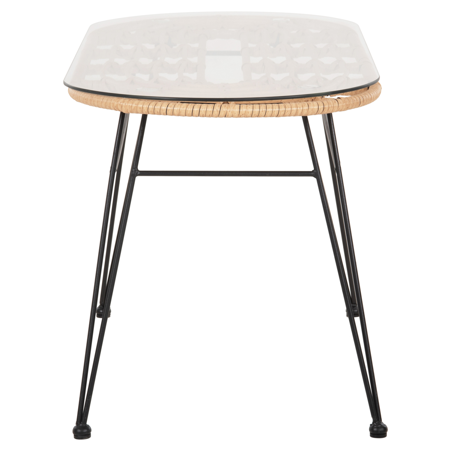 ΤΡΑΠΕΖΙ ΟΒΑΛ ΧΑΜΗΛΟ ALLEGRA HM5695.11 ΜΠΕΖ WICKER-ΜΑΥΡΟ ΜΕΤΑΛΛΟ 100x45x51,5Υεκ. 4