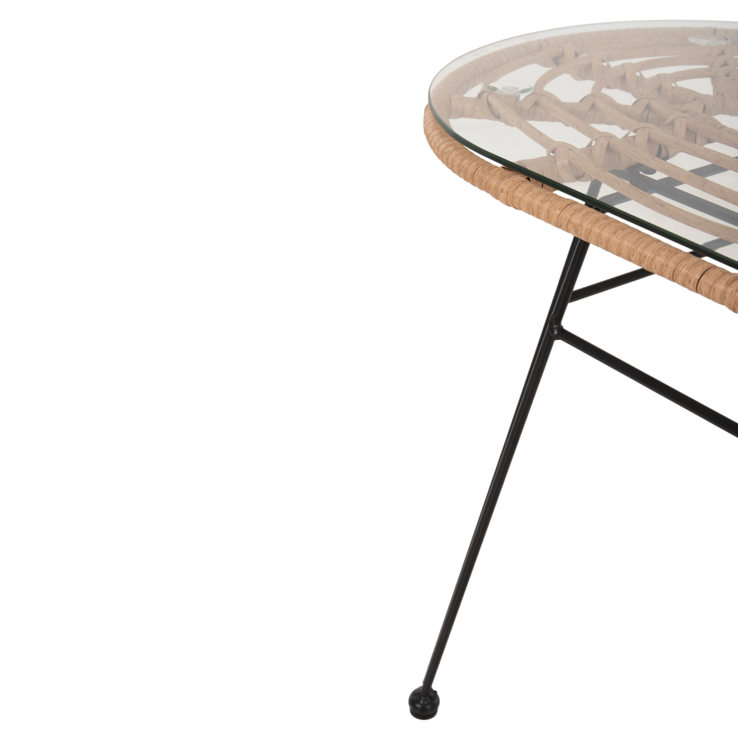 ΤΡΑΠΕΖΙ ΟΒΑΛ ΧΑΜΗΛΟ ALLEGRA HM5695.11 ΜΠΕΖ WICKER-ΜΑΥΡΟ ΜΕΤΑΛΛΟ 100x45x51,5Υεκ. 7