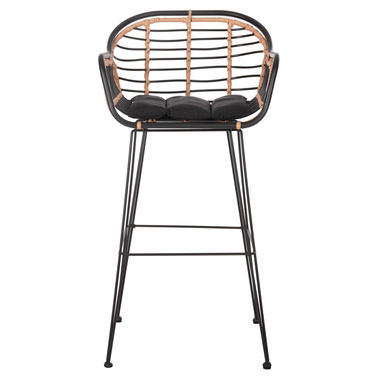 ΣΚΑΜΠΟ ΜΠΑΡ ALLEGRA HM5690.11 ΜΕΤΑΛΛΟ&amp;ΜΑΞΙΛΑΡΙ ΜΑΥΡΟ-WICKER ΜΠΕΖ 55x54x108Υεκ. 3