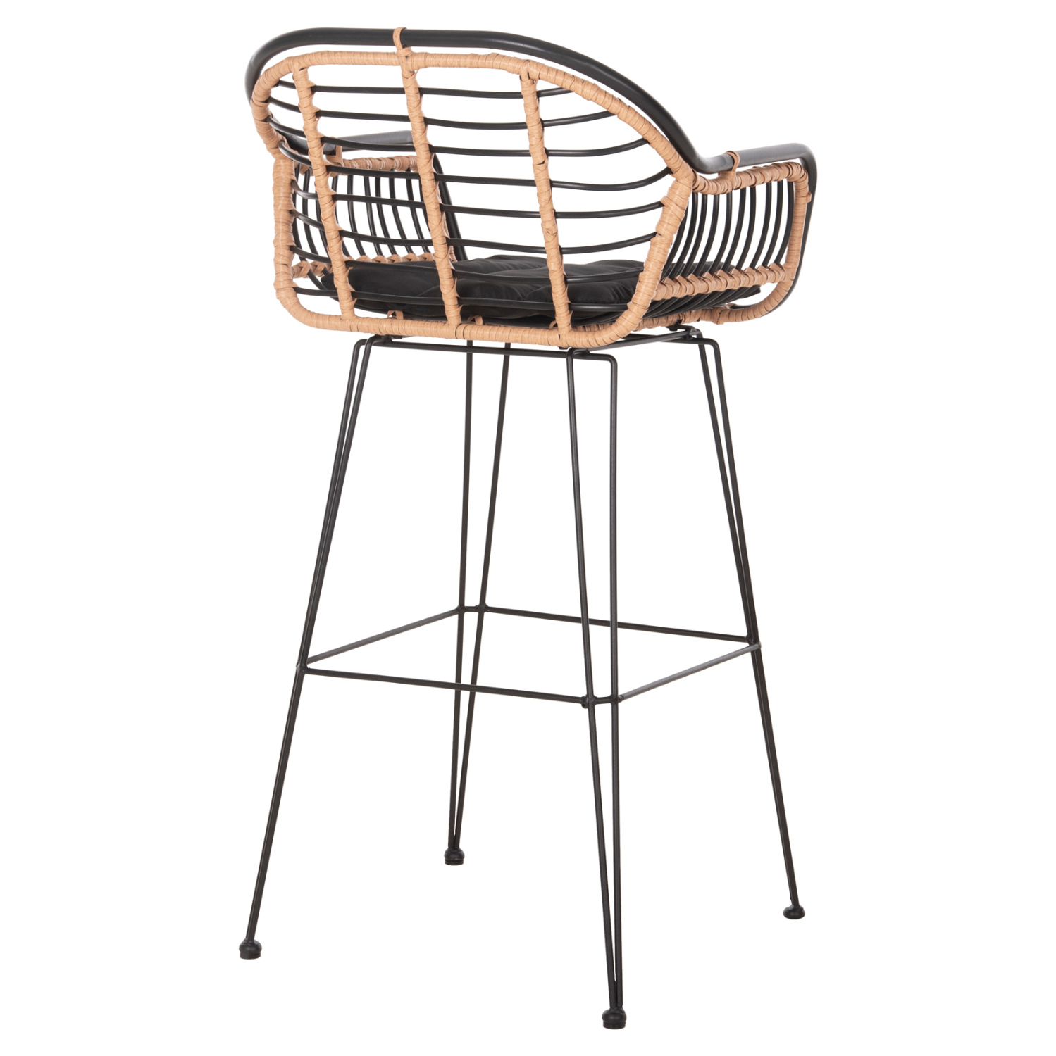ΣΚΑΜΠΟ ΜΠΑΡ ALLEGRA HM5690.11 ΜΕΤΑΛΛΟ&amp;ΜΑΞΙΛΑΡΙ ΜΑΥΡΟ-WICKER ΜΠΕΖ 55x54x108Υεκ. 5