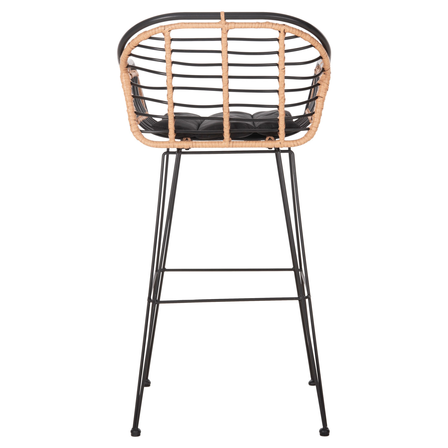 ΣΚΑΜΠΟ ΜΠΑΡ ALLEGRA HM5690.11 ΜΕΤΑΛΛΟ&amp;ΜΑΞΙΛΑΡΙ ΜΑΥΡΟ-WICKER ΜΠΕΖ 55x54x108Υεκ. 6