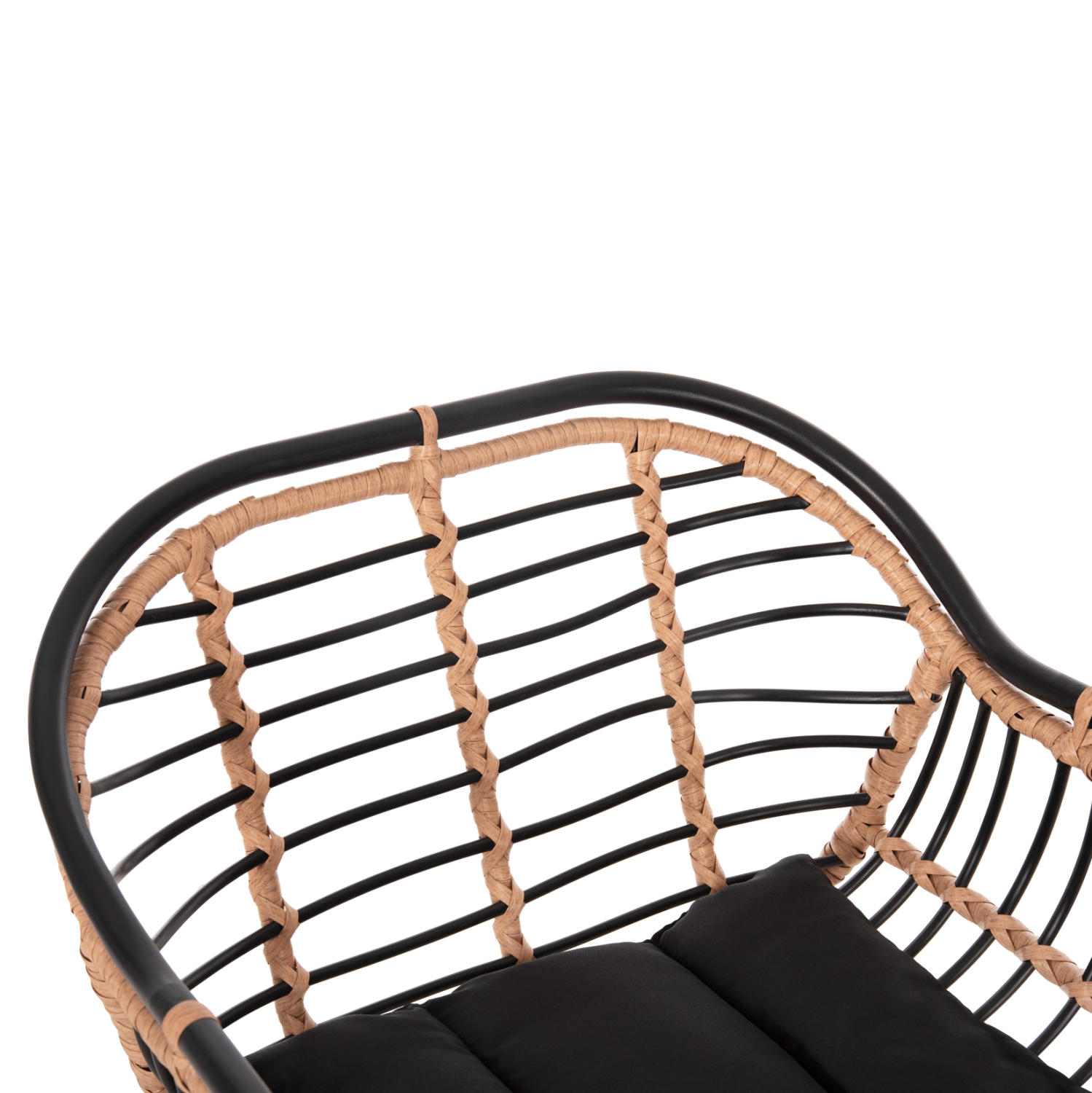 ΣΚΑΜΠΟ ΜΠΑΡ ALLEGRA HM5690.11 ΜΕΤΑΛΛΟ&amp;ΜΑΞΙΛΑΡΙ ΜΑΥΡΟ-WICKER ΜΠΕΖ 55x54x108Υεκ. 7
