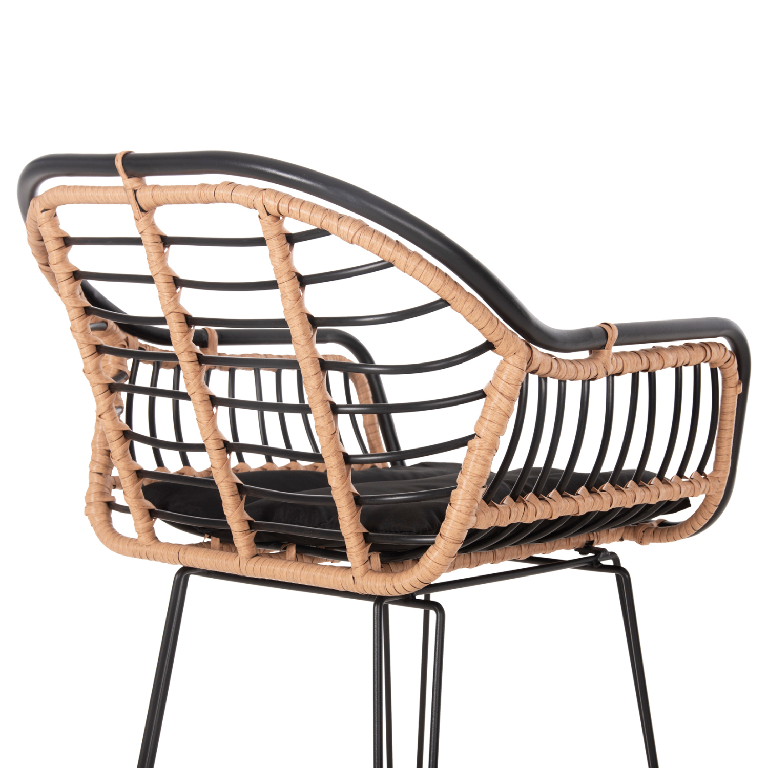 ΣΚΑΜΠΟ ΜΠΑΡ ALLEGRA HM5690.11 ΜΕΤΑΛΛΟ&amp;ΜΑΞΙΛΑΡΙ ΜΑΥΡΟ-WICKER ΜΠΕΖ 55x54x108Υεκ. 9