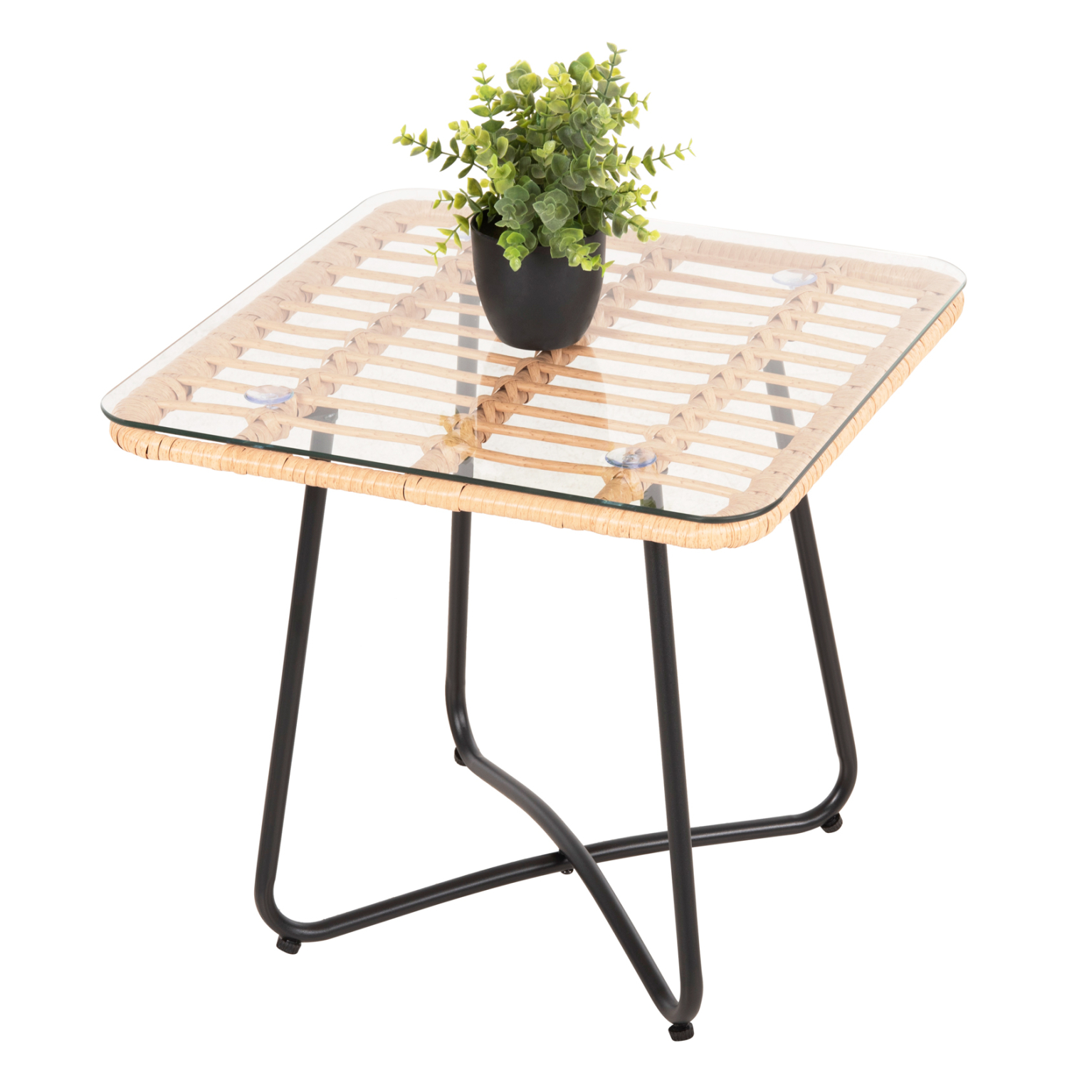ΤΡΑΠΕΖΑΚΙ GERRY HM5717.11 ΜΕ WICKER ΜΠΕΖ-ΜΑΥΡΟ ΜΕΤΑΛ.ΣΚΕΛΕΤΟ 50x50x47,5Υεκ. 1