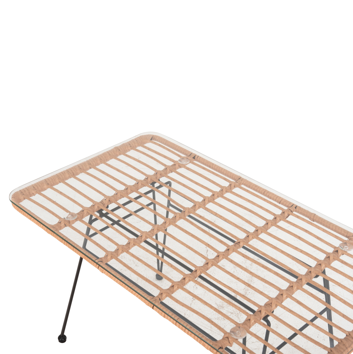 ΤΡΑΠΕΖΙ ΕΞ.ΧΩΡΟΥ ΧΑΜΗΛΟ ALLEGRA HM6076 ΜΑΥΡΟ ΜΕΤΑΛΛΟ-ΜΠΕΖ WICKER 95X55X51.5Yεκ. 5