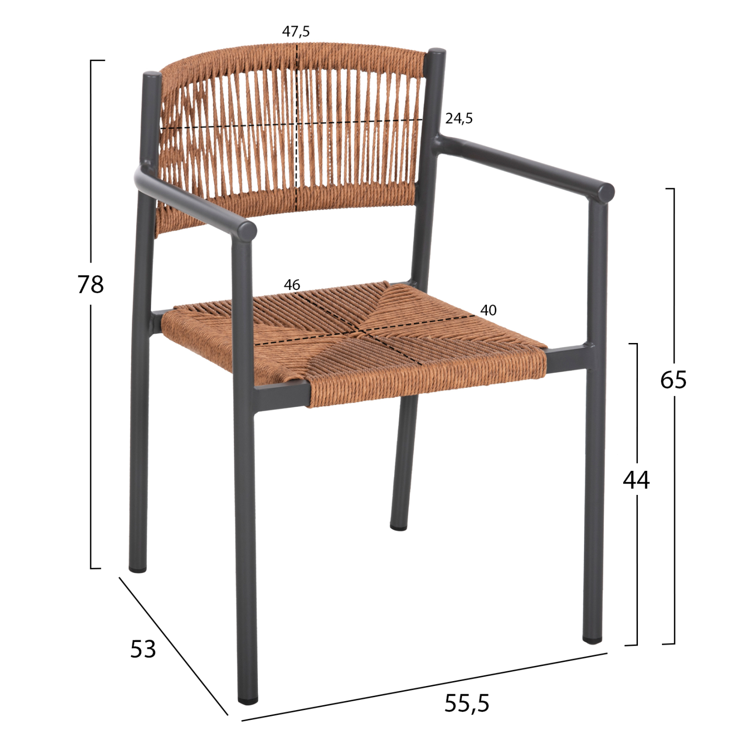 ΠΟΛΥΘΡΟΝΑ ΑΛΟΥΜΙΝΙΟΥ STER HM5786.12 ΑΝΘΡΑΚΙ-ΣΥΝΘ.RATTAN ΜΠΕΖ 55,5x53x78Υεκ. 2