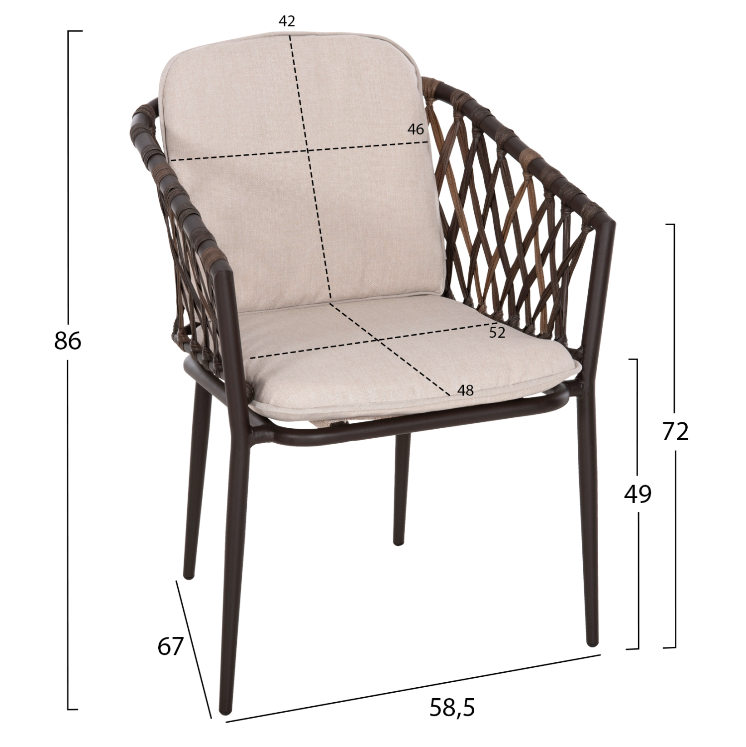 ΠΟΛΥΘΡΟΝΑ ΑΛΟΥΜΙΝΙΟΥ BOLLY HM6080 ΚΑΦΕ-ΣΥΝΘ.RATTAN ΚΑΦΕ-ΜΠΕΖ ΜΑΞΙΛΑΡΙΑ 58,5x67x86Υεκ 2