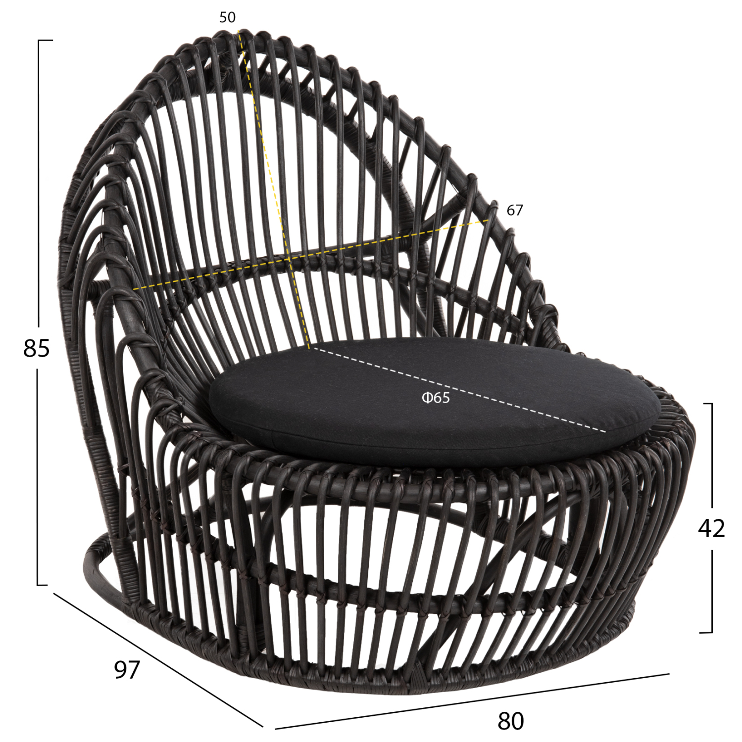 ΠΟΛΥΘΡΟΝΑ ENTROPY HM9840.03 ΦΥΣΙΚΟ RATTAN ΜΕ ΜΑΞΙΛΑΡΙ-ΜΑΥΡΟ 80x97x85Υεκ. 2