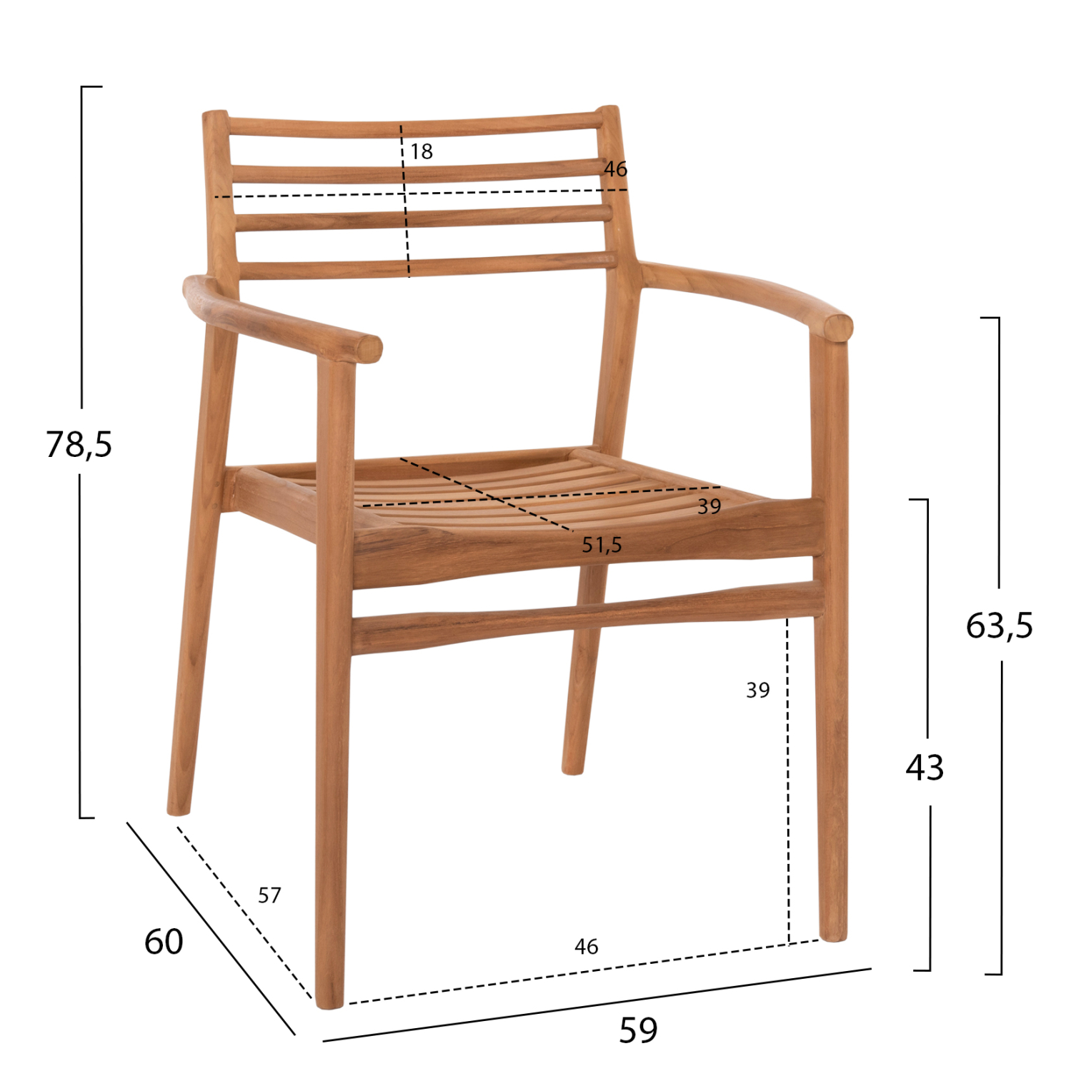 ΠΟΛΥΘΡΟΝΑ MOOSEN HM9936 ΜΑΣΙΦ ΞΥΛΟ TEAK ΣΕ ΦΥΣΙΚΟ 59x60x78,5Υ 2