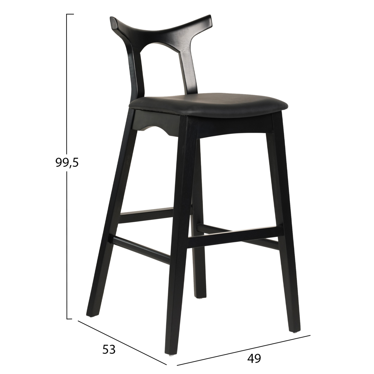 ΣΚΑΜΠΟ ΜΠΑΡ USOPP HM9951.02 RUBBERWOOD &amp; PU ΣΕ ΜΑΥΡΟ 49x53x99,5Υεκ. 2