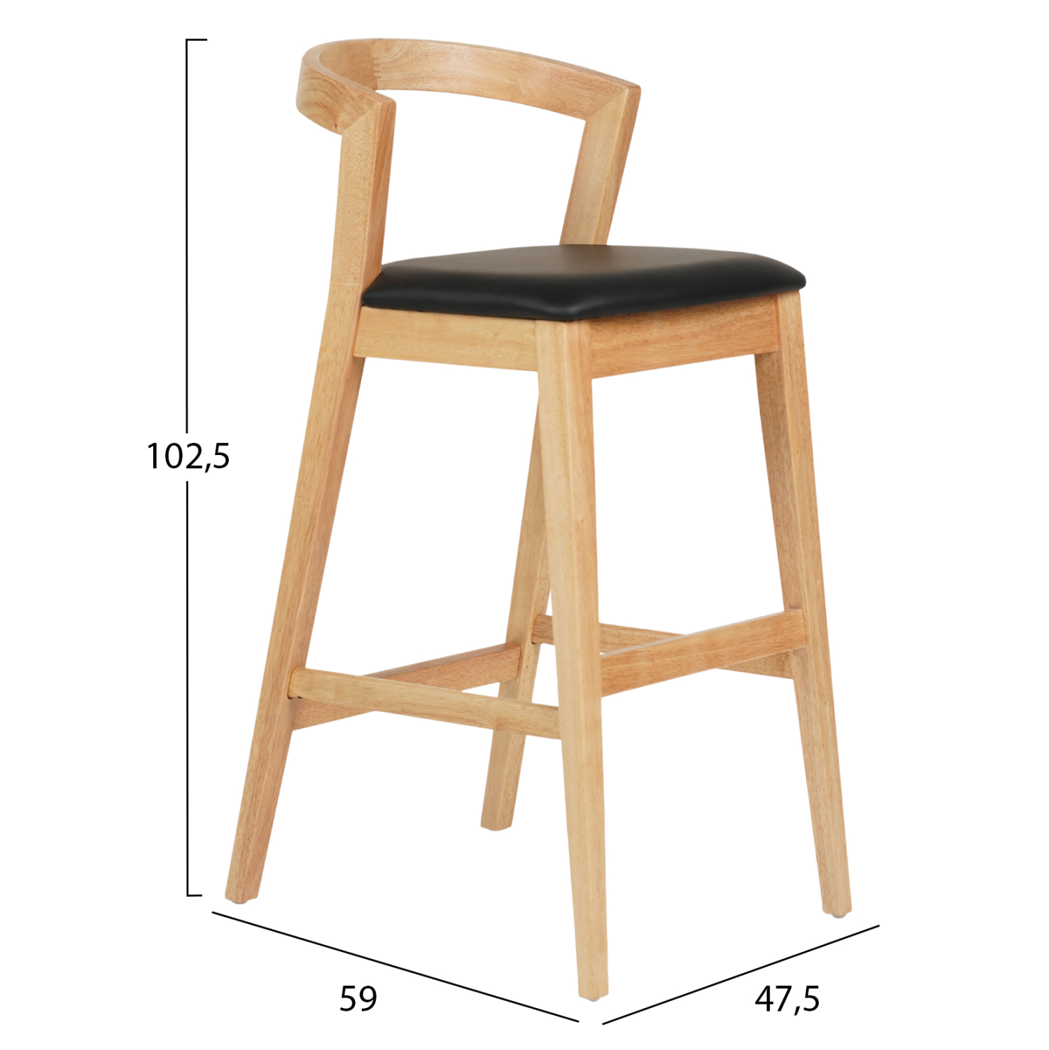 ΣΚΑΜΠΟ ΜΠΑΡ NAMI HM9952.01 RUBBERWOOD ΣΕ ΟΑΚ-ΜΑΥΡΟ PU 47,5x59x102,5Υεκ. 2