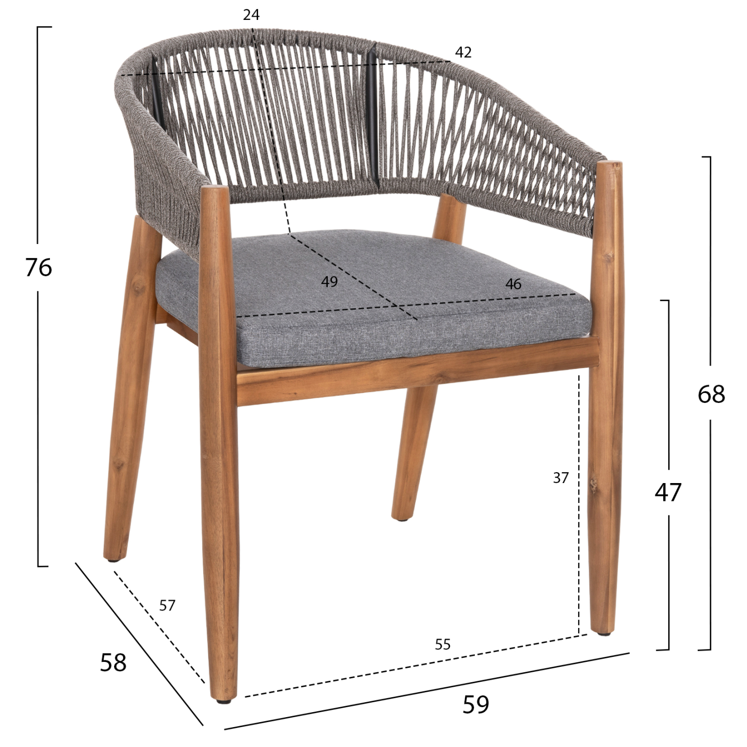 ΠΟΛΥΘΡΟΝΑ NAVAN HM6135.01 ΞΥΛΟ ΑΚΑΚΙΑΣ ΦΥΣΙΚΟ-ΣΧΟΙΝΙ NYLON ΓΚΡΙ 59x58x76Υεκ. 2