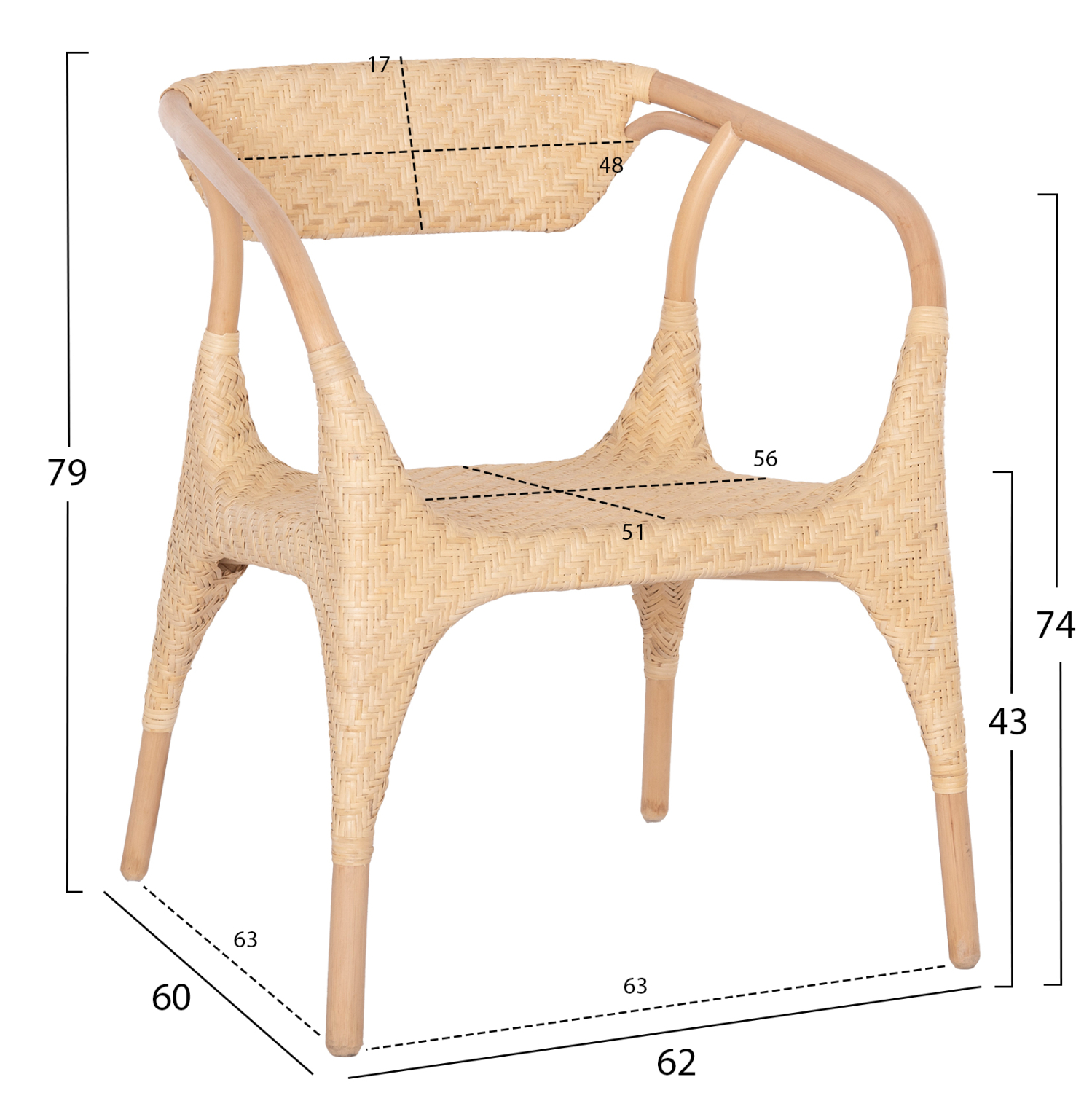 ΠΟΛΥΘΡΟΝΑ GABE ΕΣΩΤ.ΧΩΡΩΝ HM9956.01 ΦΥΣΙΚΟ RATTAN 62x60x79Υεκ. 2