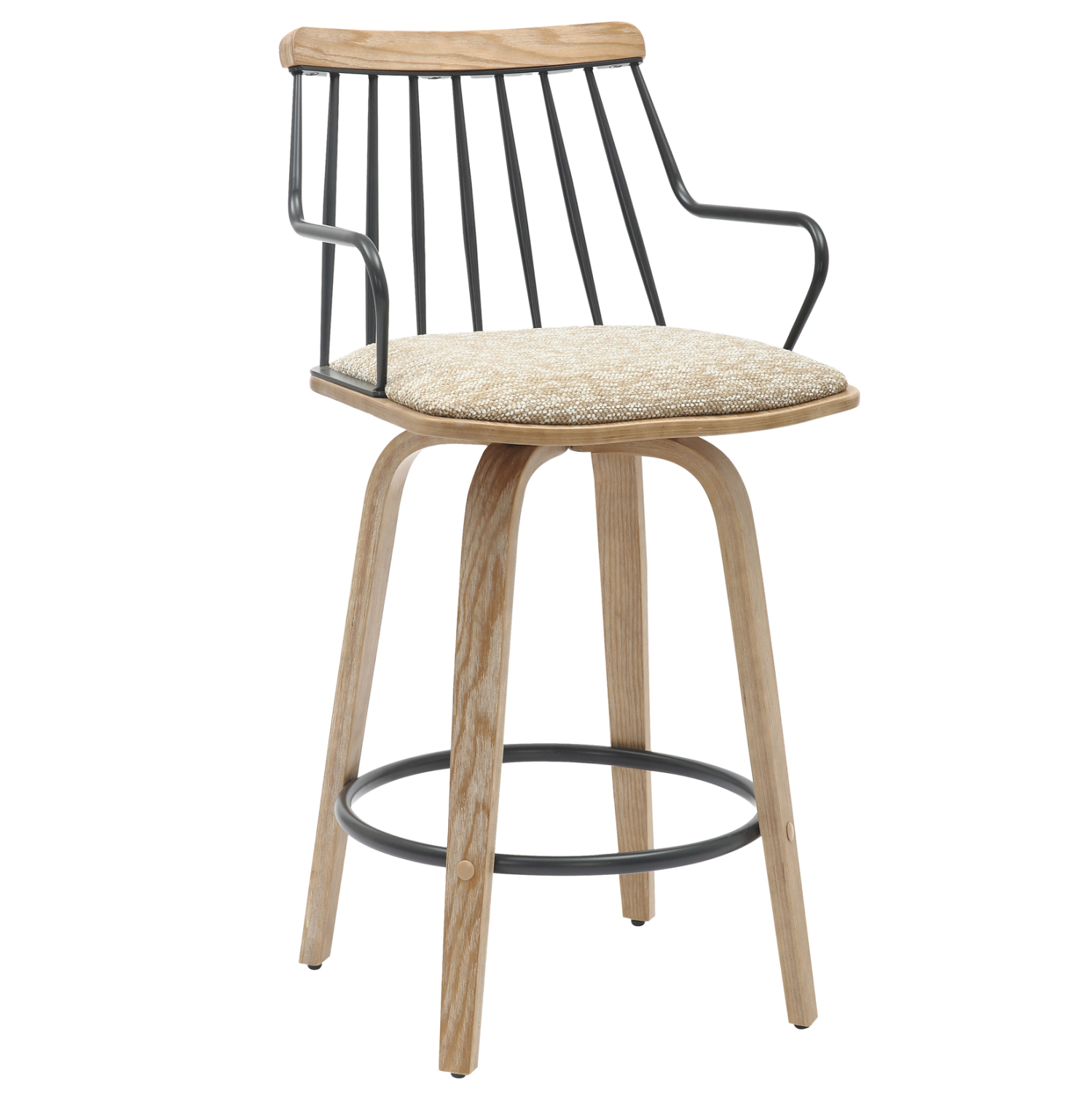 ΣΚΑΜΠΟ ΜΠΑΡ JUDI HM9985.01 WHITE WASH Κ.Π.-ΜΑΥΡΟ ΜΕΤΑΛΛΟ-ΜΠΕΖ ΥΦΑΣΜΑ 48x52x92Υεκ 1
