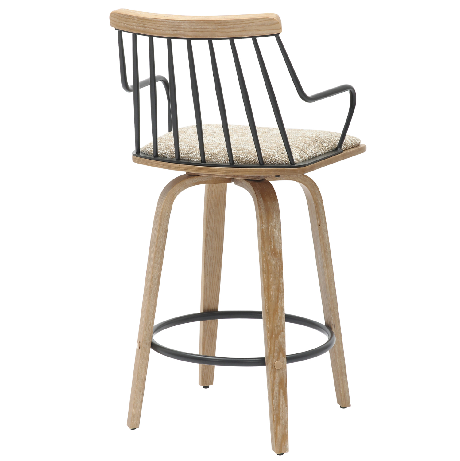 ΣΚΑΜΠΟ ΜΠΑΡ JUDI HM9985.01 WHITE WASH Κ.Π.-ΜΑΥΡΟ ΜΕΤΑΛΛΟ-ΜΠΕΖ ΥΦΑΣΜΑ 48x52x92Υεκ 5
