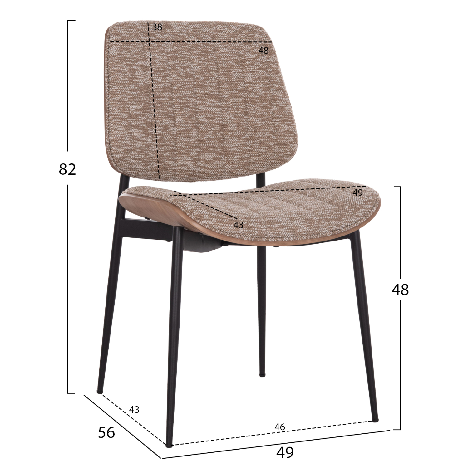 ΚΑΡΕΚΛΑ ΤΡΑΠΕΖΑΡΙΑΣ CONTI HM9983.02 ΜΑΥΡΟ ΜΕΤΑΛΛΟ--ΚΑΦΕ ΥΦΑΣΜΑ 49x56x82Υεκ. 2