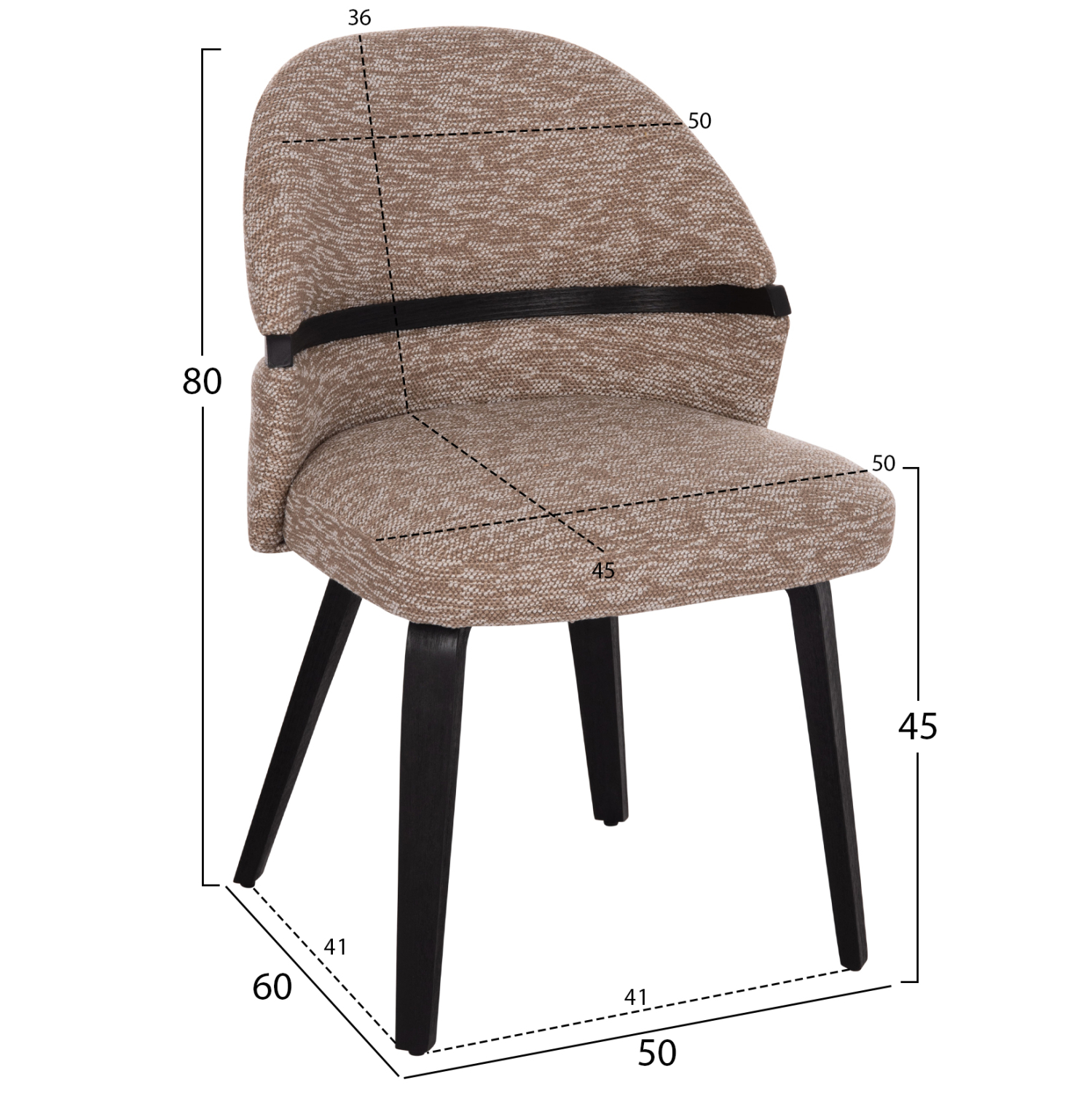 ΚΑΡΕΚΛΑ ΤΡΑΠΕΖΑΡΙΑΣ DEKKER HM18249.03 PLYWOOD ΜΑΥΡΟ--ΥΦΑΣΜΑ ΚΑΦΕ 50x60x80Υεκ. 2