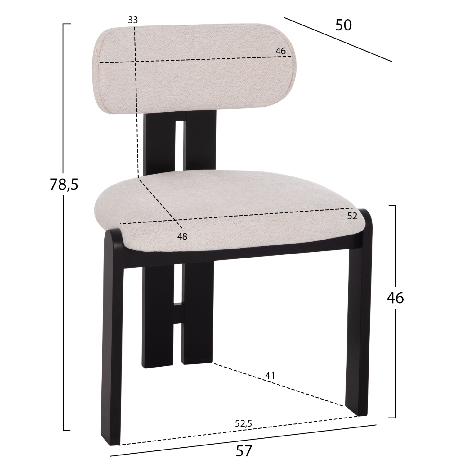 ΚΑΡΕΚΛΑ ΤΡΑΠΕΖΑΡΙΑΣ KARVO HM18252.02 ΕΚΡΟΥ ΥΦΑΣΜΑ--ΞΥΛΟ ΣΕ ΜΑΥΡΟ 57x50x78,5Υεκ. 2