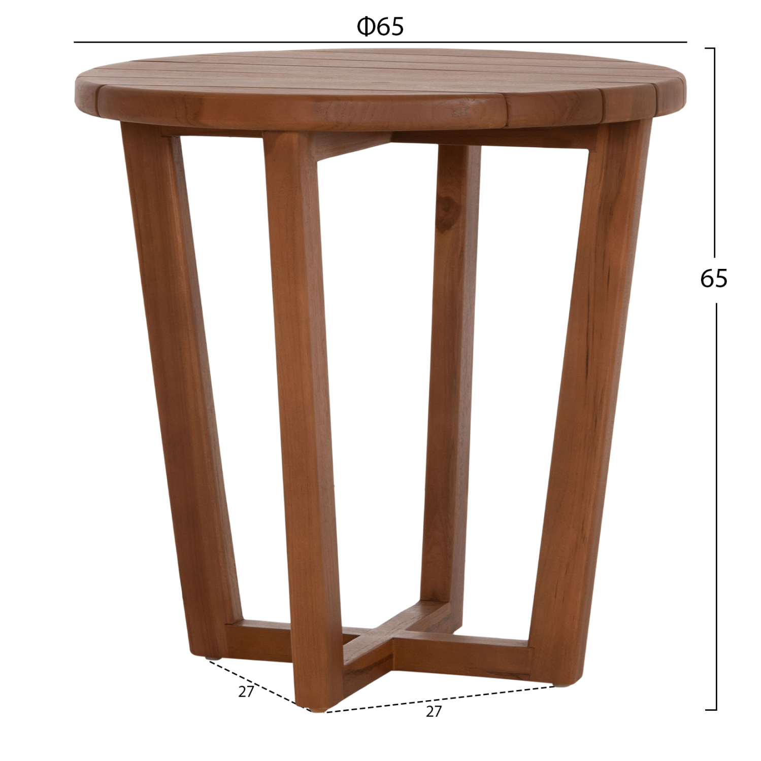 ΤΡΑΠΕΖΙ ΜΕΣΗΣ ΣΤΡΟΓΓΥΛΟ KOLIN HM6629 ΞΥΛΟ TEAK ΣΕ ΦΥΣΙΚΟ Φ65x65Υεκ. 2