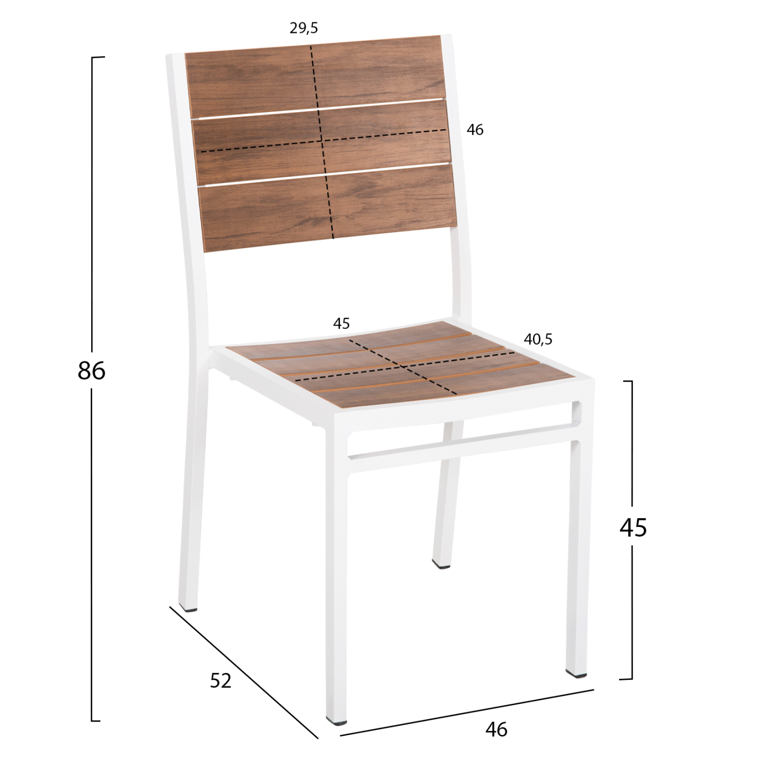 ΚΑΡΕΚΛΑ ΑΛΟΥΜΙΝΙΟΥ SAGA HM6063.01 ΛΕΥΚΗ ΜΕ POLYWOOD 46x52x86Υεκ. 2