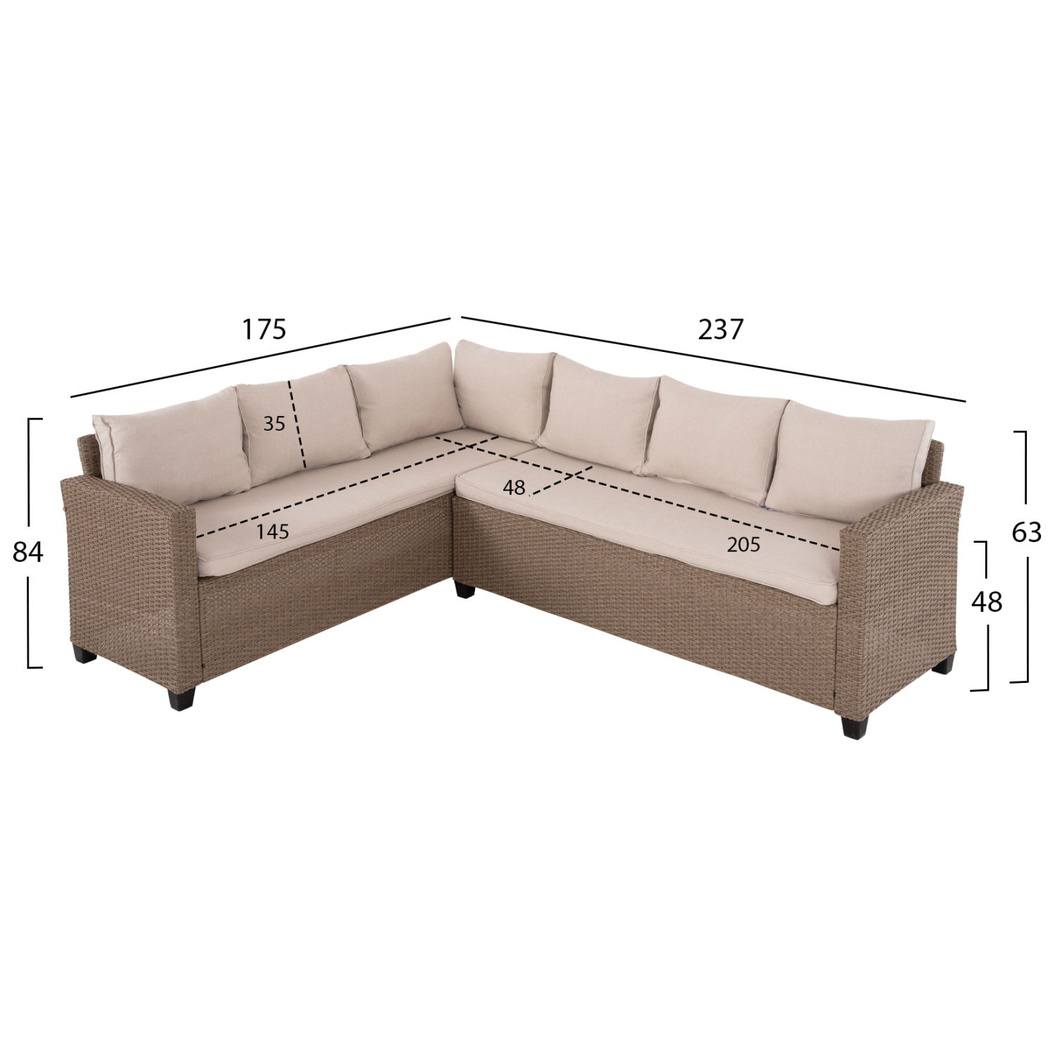 ΣΕΤ ΣΑΛΟΝΙ ΓΩΝΙΑ &amp; ΤΡΑΠΕΖΙ CARSON HM6078.02 ΜΟΚΑ ΣΥΝΘ.RATTAN-ΜΑΞΙΛΑΡΙΑ 2