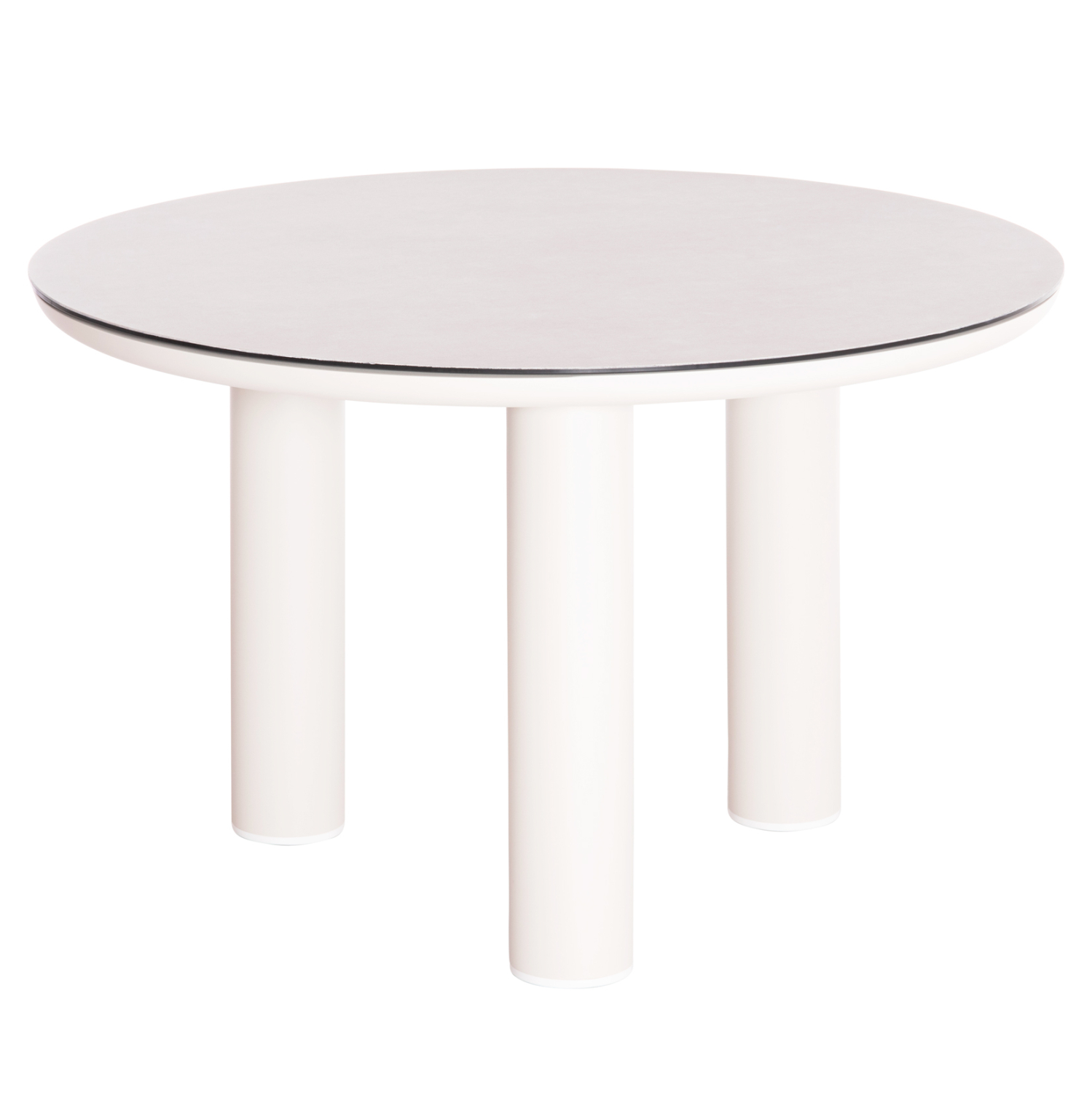 ΤΡΑΠΕΖΙ ΑΛΟΥΜΙΝΙΟΥ DOSUN HM6201.02 ΚΡΕΜ ΣΚΕΛΕΤΟΣ-3D PRINT ΓΥΑΛΙ-ΚΕΡΑΜΙΚΟ LOOK Φ120εκ 1