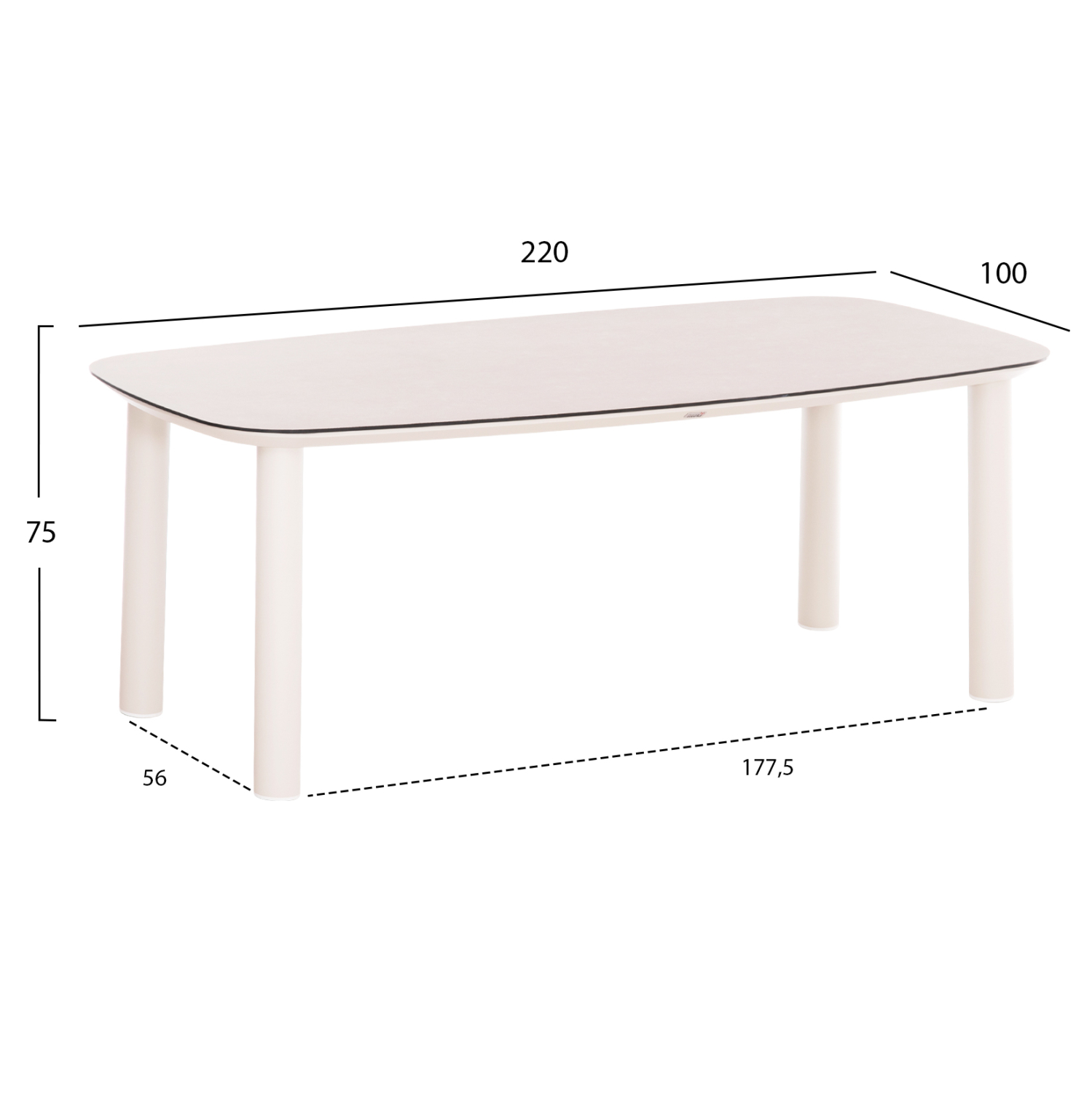 ΤΡΑΠΕΖΙ DOSUN HM6202.02 ΚΡΕΜ ΑΛΟΥΜΙΝΙΟ-3D PRINT ΓΥΑΛΙ ΚΕΡΑΜΙΚΟ LOOK 220x100x75Υεκ 2