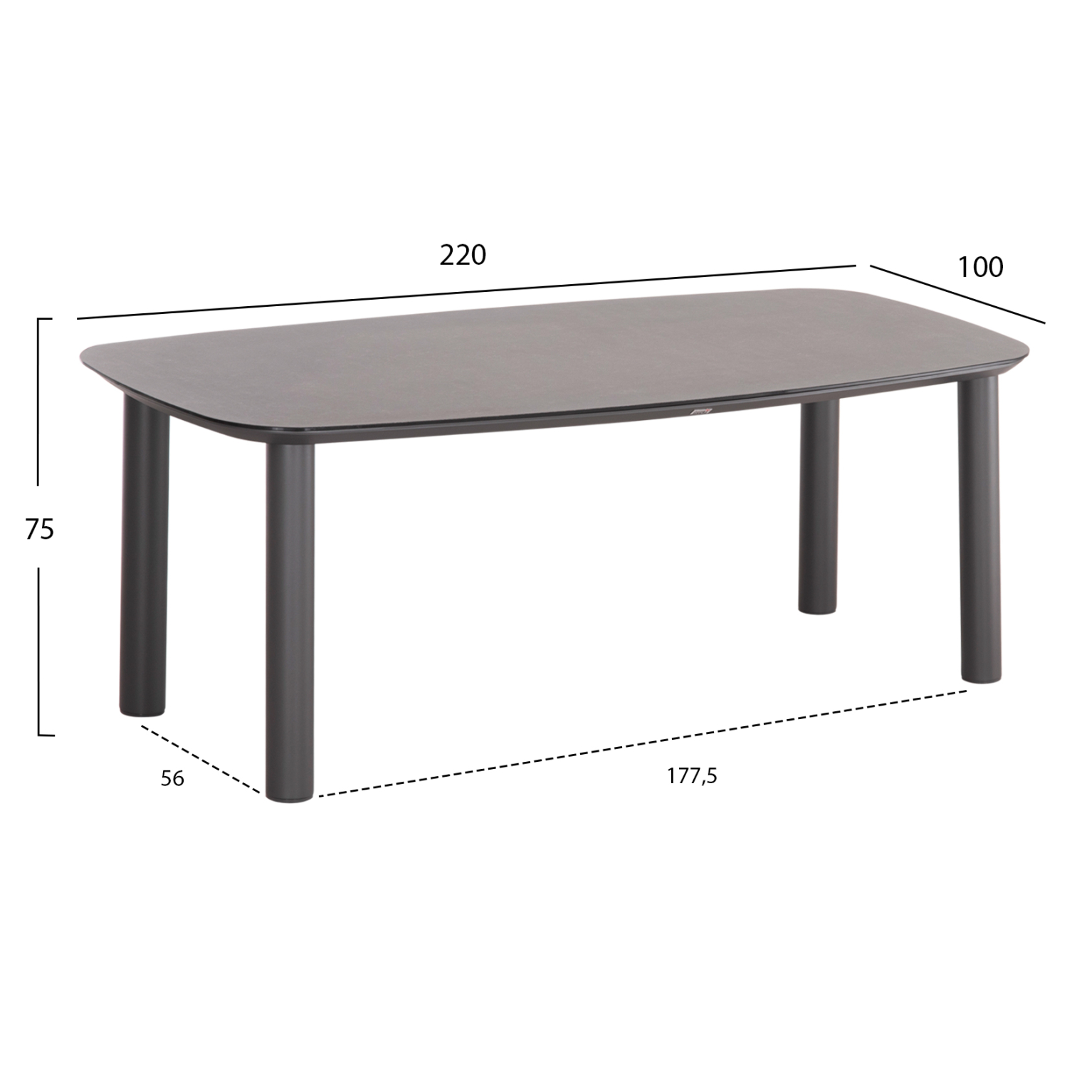 ΤΡΑΠΕΖΙ DOSUN HM6202.01 ΓΚΡΙ ΑΛΟΥΜΙΝΙΟ-3D PRINT ΓΥΑΛΙ-ΚΕΡΑΜΙΚΟ LOOK 220x100x75Υεκ 2