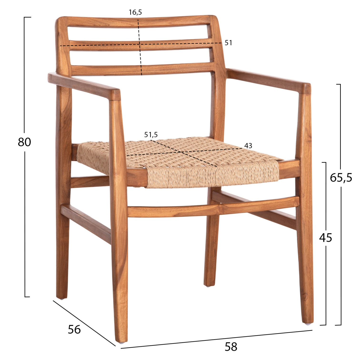 ΠΟΛΥΘΡΟΝΑ ΤΡΑΠΕΖΑΡΙΑΣ HERRIN HM18230 ΞΥΛΟ TEAK-ΣΧΟΙΝΙ VIRO 58x56x80Υεκ. 2