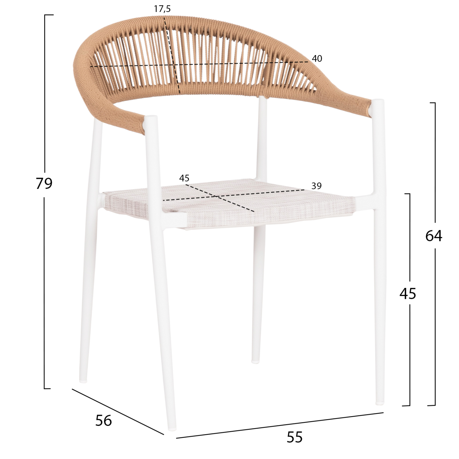 ΠΟΛΥΘΡΟΝΑ BERG HM6284.01 ΑΛΟΥΜΙΝΙΟ &amp; TEXTILENE ΛΕΥΚΟ--P.E.TWISTED RATTAN 55x56x79Υεκ 2