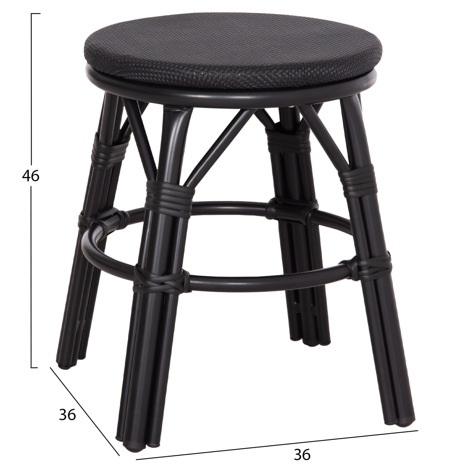 ΣΚΑΜΠΟ ΑΛΟΥΜΙΝΙΟΥ CHINO HM6285.02 BAMBOO LOOK &amp; TEXTILENE ΣΕ ΜΑΥΡΟ Φ36x46Υεκ. 2