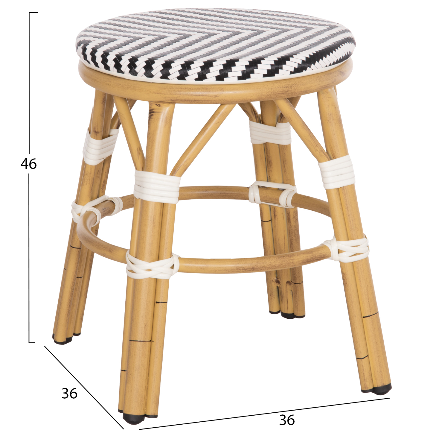 ΣΚΑΜΠΟ ΑΛΟΥΜΙΝΙΟΥ CHINO HM6285.03 BAMBOO LOOK-TEXTILENE ΛΕΥΚΟ-ΜΑΥΡΟ Φ36x46Υεκ. 2