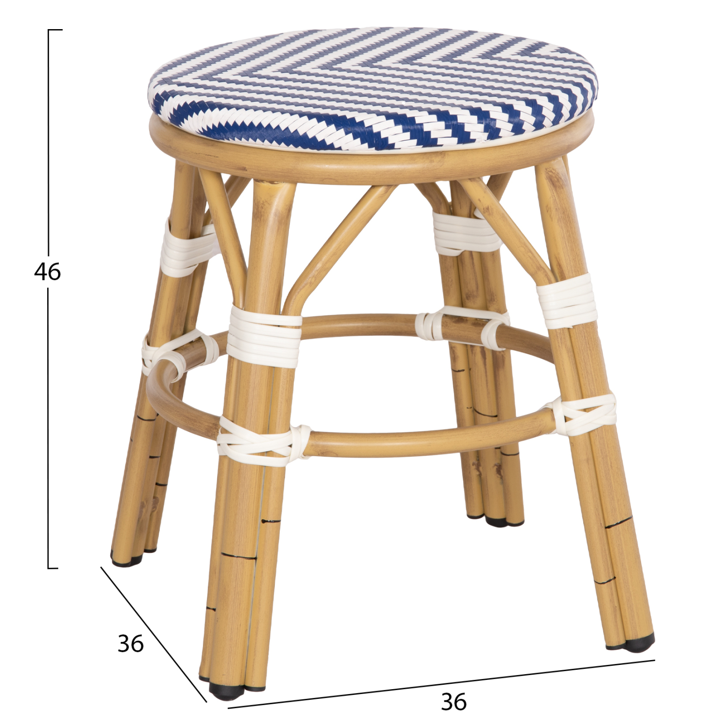 ΣΚΑΜΠΟ ΑΛΟΥΜΙΝΙΟΥ CHINO HM6285.05 BAMBOO LOOK-TEXTILENE ΛΕΥΚΟ-ΜΠΛΕ Φ36x46Υεκ. 2