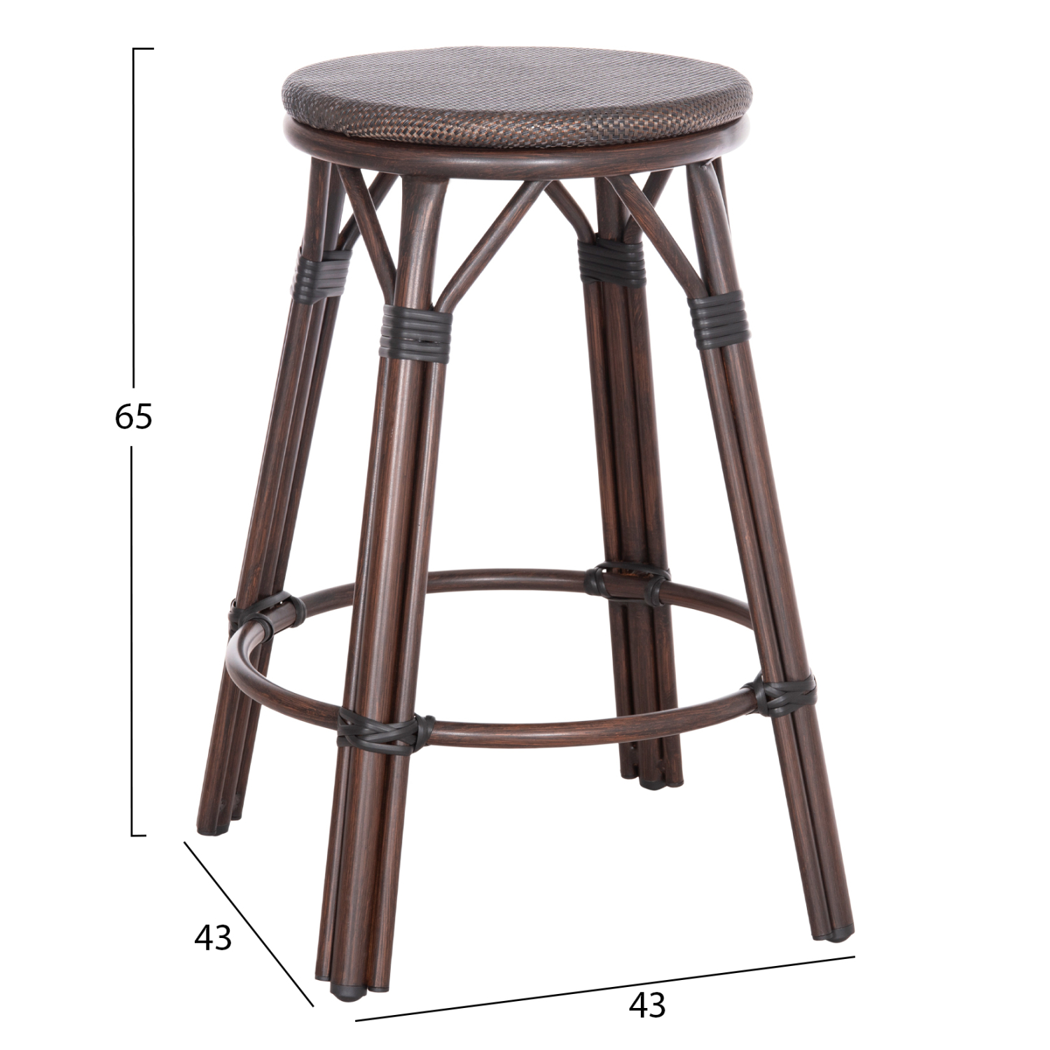 ΣΚΑΜΠΟ ΑΛΟΥΜΙΝΙΟΥ ΜΕΣ.ΥΨΟΥΣ CHINO HM6286.01 BAMBOO LOOK &amp; TEXTILENE ΚΑΦΕ 43x43x65Υεκ 2