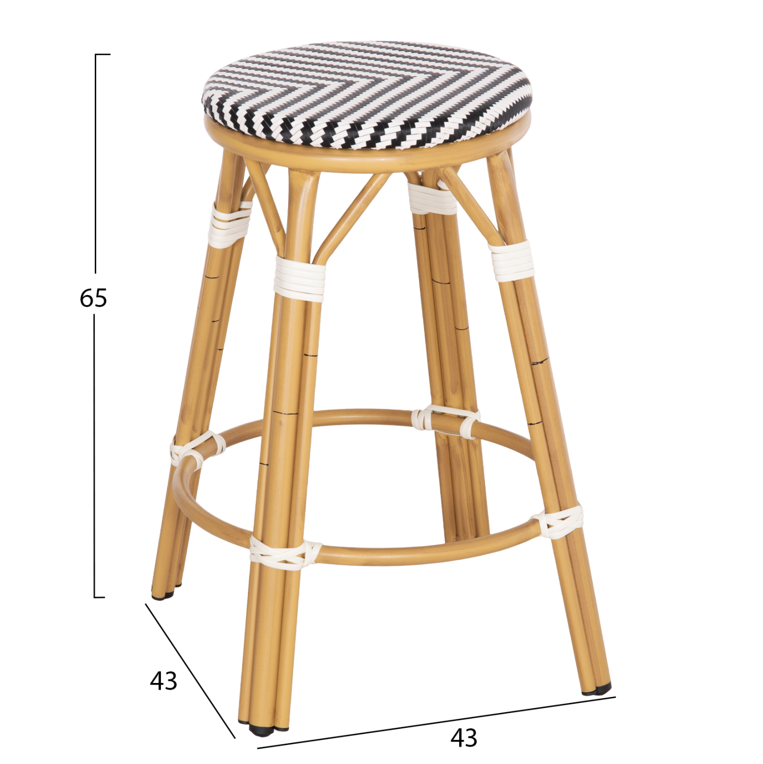 ΣΚΑΜΠΟ ΑΛΟΥΜΙΝΙΟΥ ΜΕΣ.ΥΨΟΥΣ CHINO HM6286.03 BAMBOO LOOK &amp; TEXTILENE ΜΑΥΡΟ 43x43x65Υεκ 2