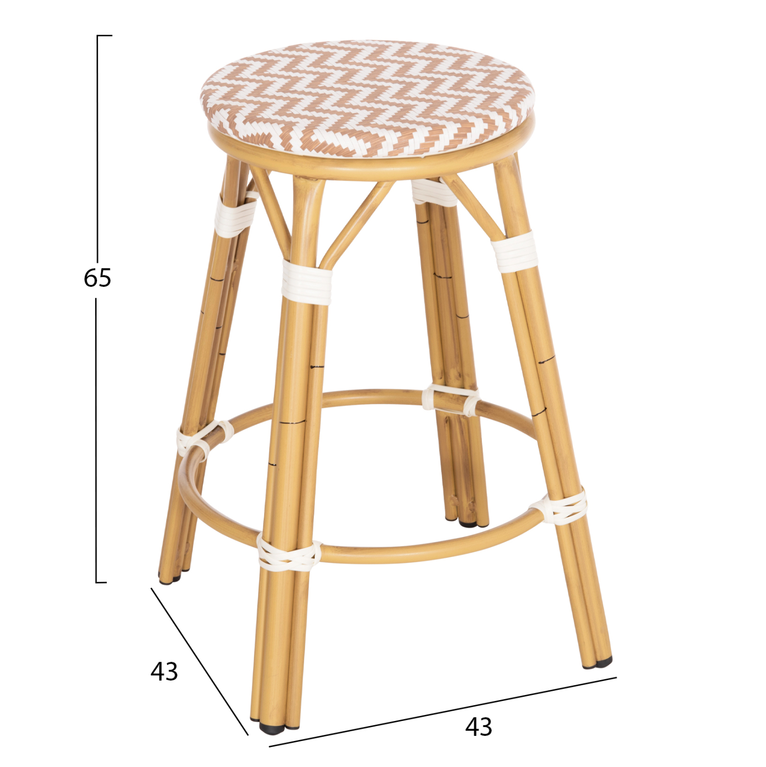 ΣΚΑΜΠΟ ΑΛΟΥΜΙΝΙΟΥ ΜΕΣ.ΥΨΟΥΣ CHINO HM6286.04 BAMBOO LOOK ΦΥΣΙΚΟ &amp; TEXTILENE 43x43x65Υεκ 2