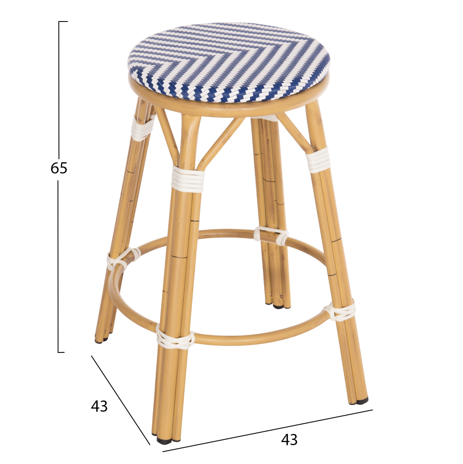 ΣΚΑΜΠΟ ΑΛΟΥΜΙΝΙΟΥ ΜΕΣ.ΥΨΟΥΣ CHINO HM6286.05 BAMBOO LOOK &amp; TEXTILENE ΜΠΛΕ 43x43x65Υεκ 2
