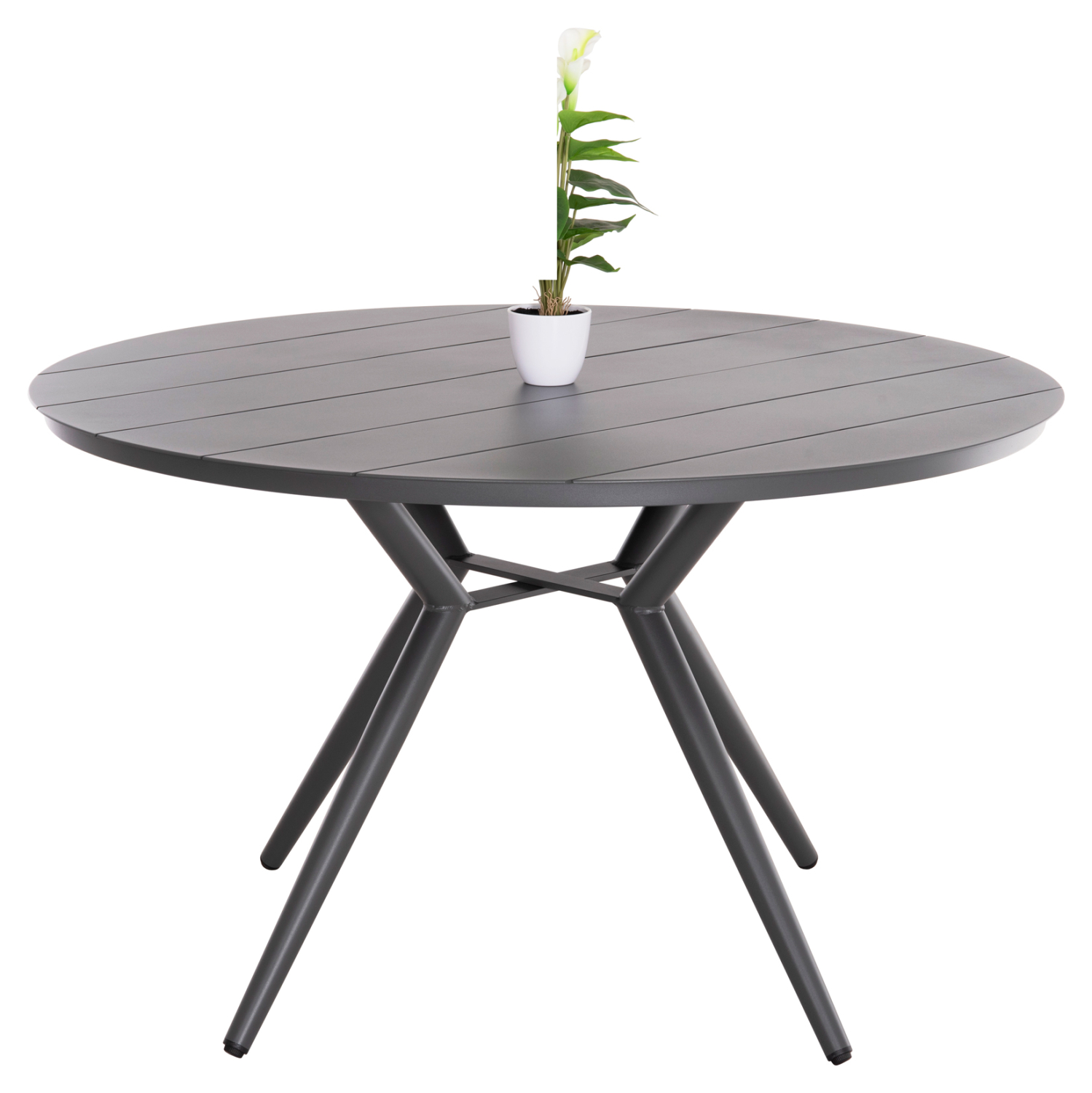 ΤΡΑΠΕΖΙ ΑΛΟΥΜΙΝΙΟΥ ΣΤΡΟΓΓΥΛΟ HIGER HM6290.01 ΓΚΡΙ Φ126x74Υεκ. 1