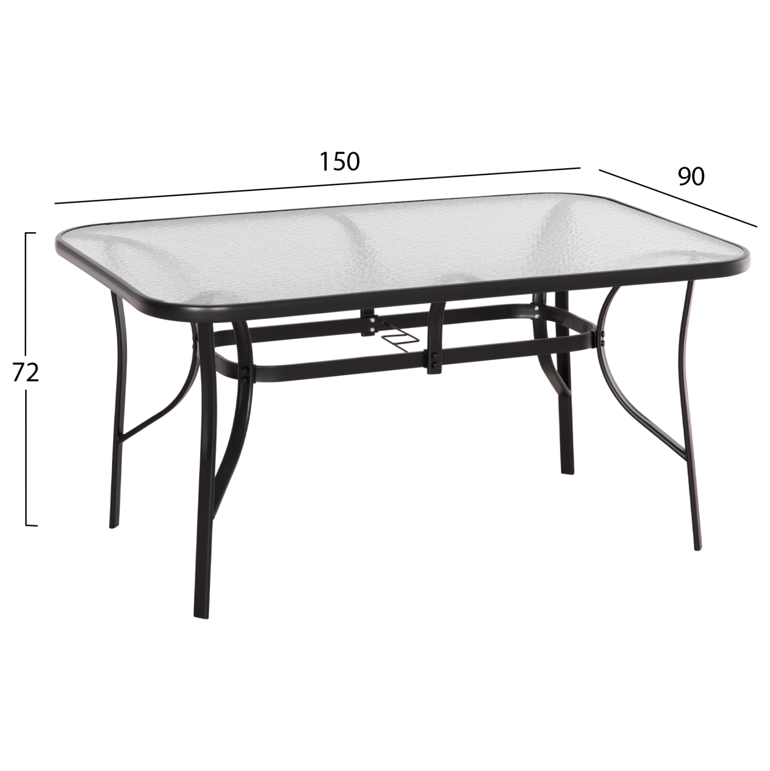 ΤΡΑΠΕΖΙ BRUNO 150X90Χ72Υεκ. ΜΕΤΑΛΛΙΚΟ ΜΑΥΡΟ ΜΕ ΓΥΑΛΙΝΗ ΕΠΙΦΑΝΕΙΑ HM5145.03 2