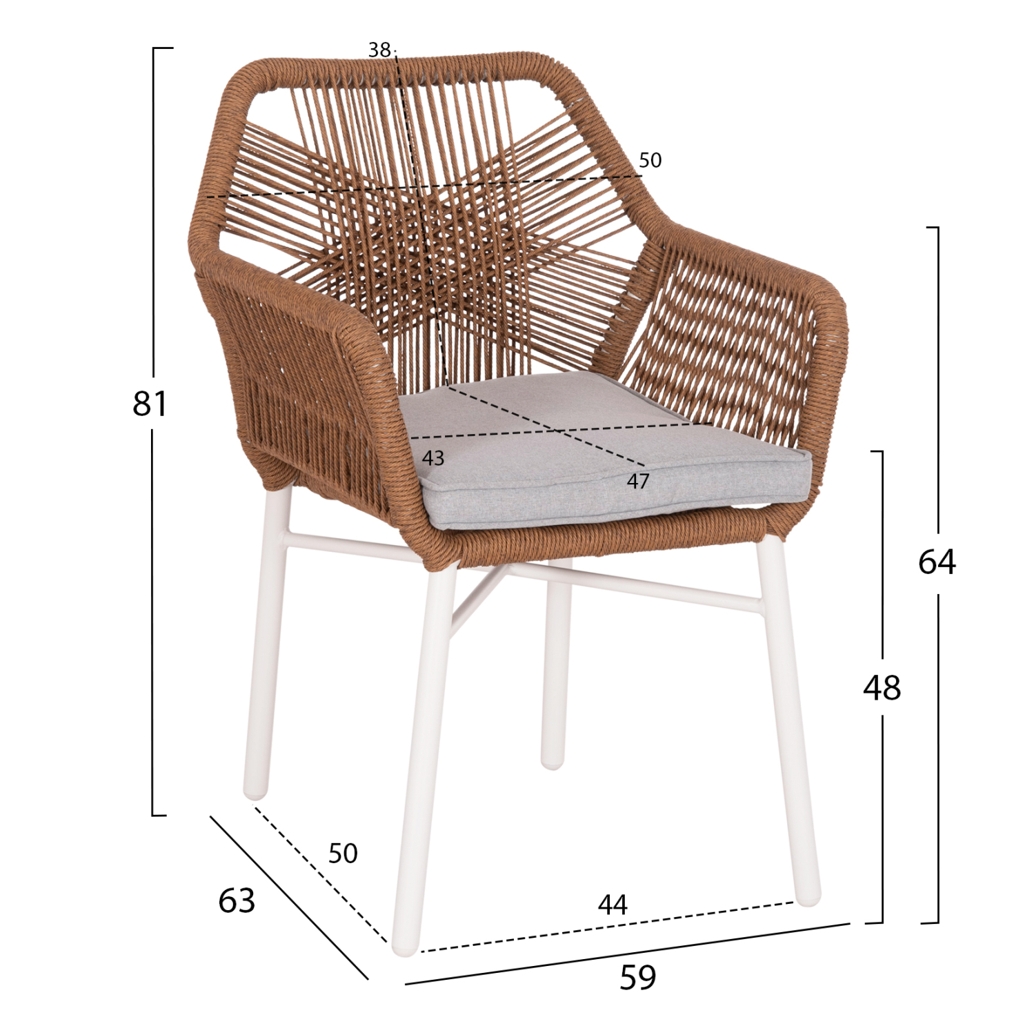 ΠΟΛΥΘΡΟΝΑ TOPIN HM6048.11 ΑΛΟΥΜΙΝΙΟ ΛΕΥΚΟ-P.E. RATTAN ΜΠΕΖ 59x63x81Υεκ 2