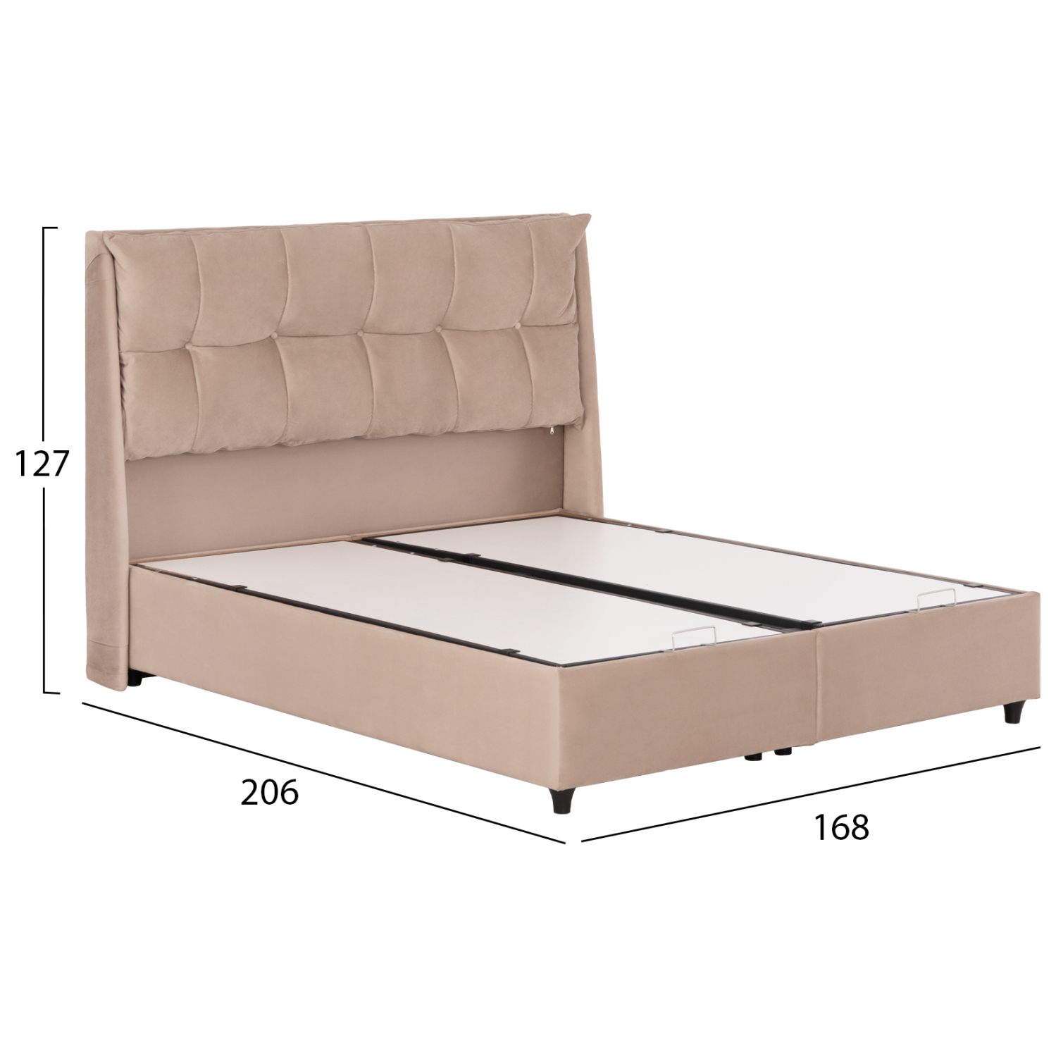 ΚΡEΒΑΤΙ ΜΕ ΑΠΟΘΗΚΕΥΤΙΚΟ ΧΩΡΟ DREAMLET HM716 ΜΠΕΖ ΒΕΛΟΥΔΟ- ΓΙΑ ΣΤΡΩΜΑ 160x200εκ. 3